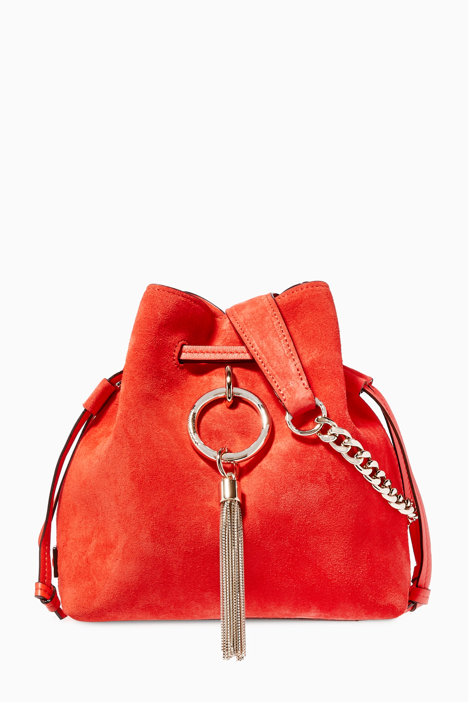 Buy Jimmy Choo Red Callie Drawstring S Suede Bucket Bag For Women Online Ounass UAE