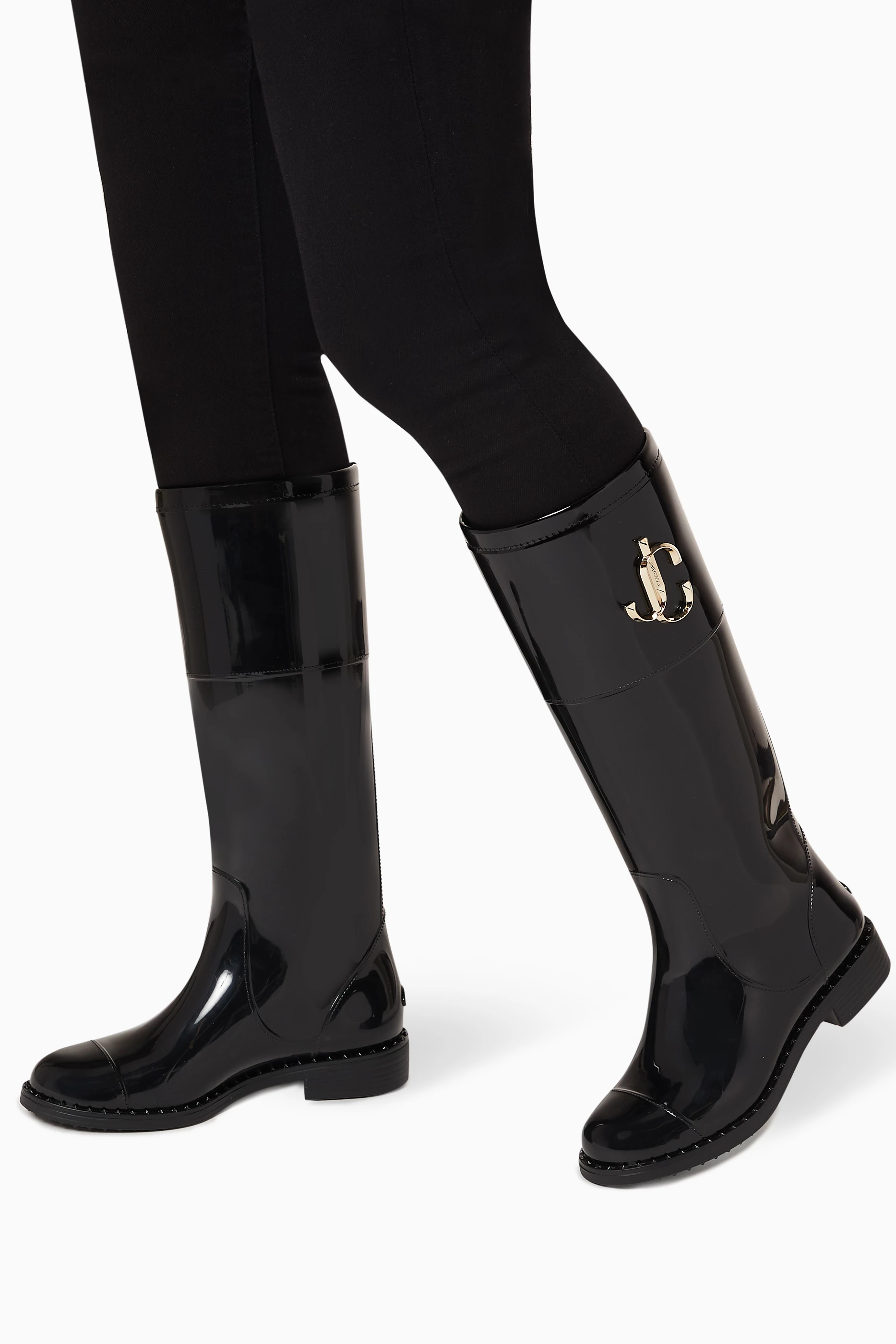 Buy Jimmy Choo Black Edith JC Waterproof Rain Boots in TPU For Women Online Ounass UAE