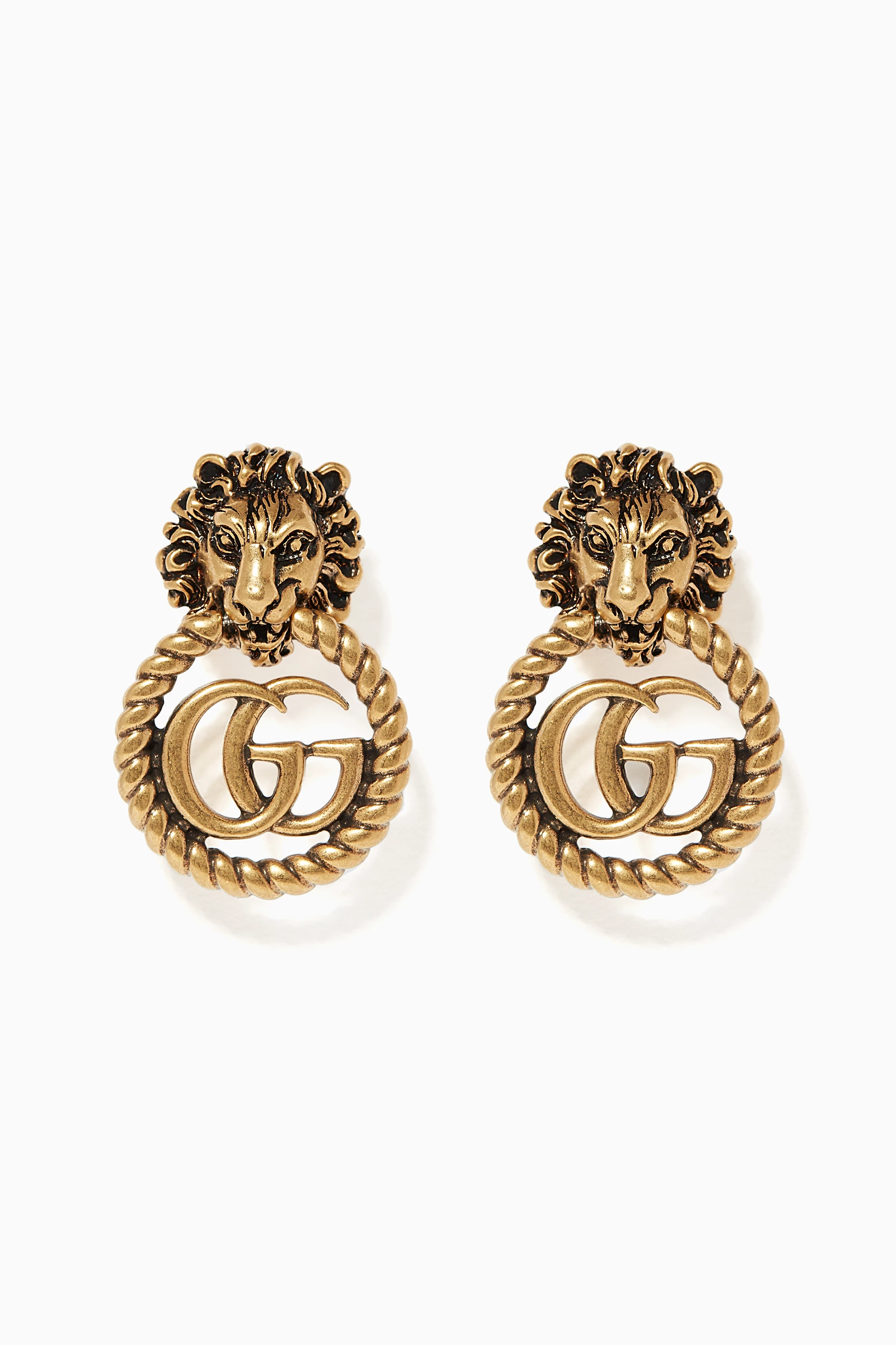 Lion head earrings sales