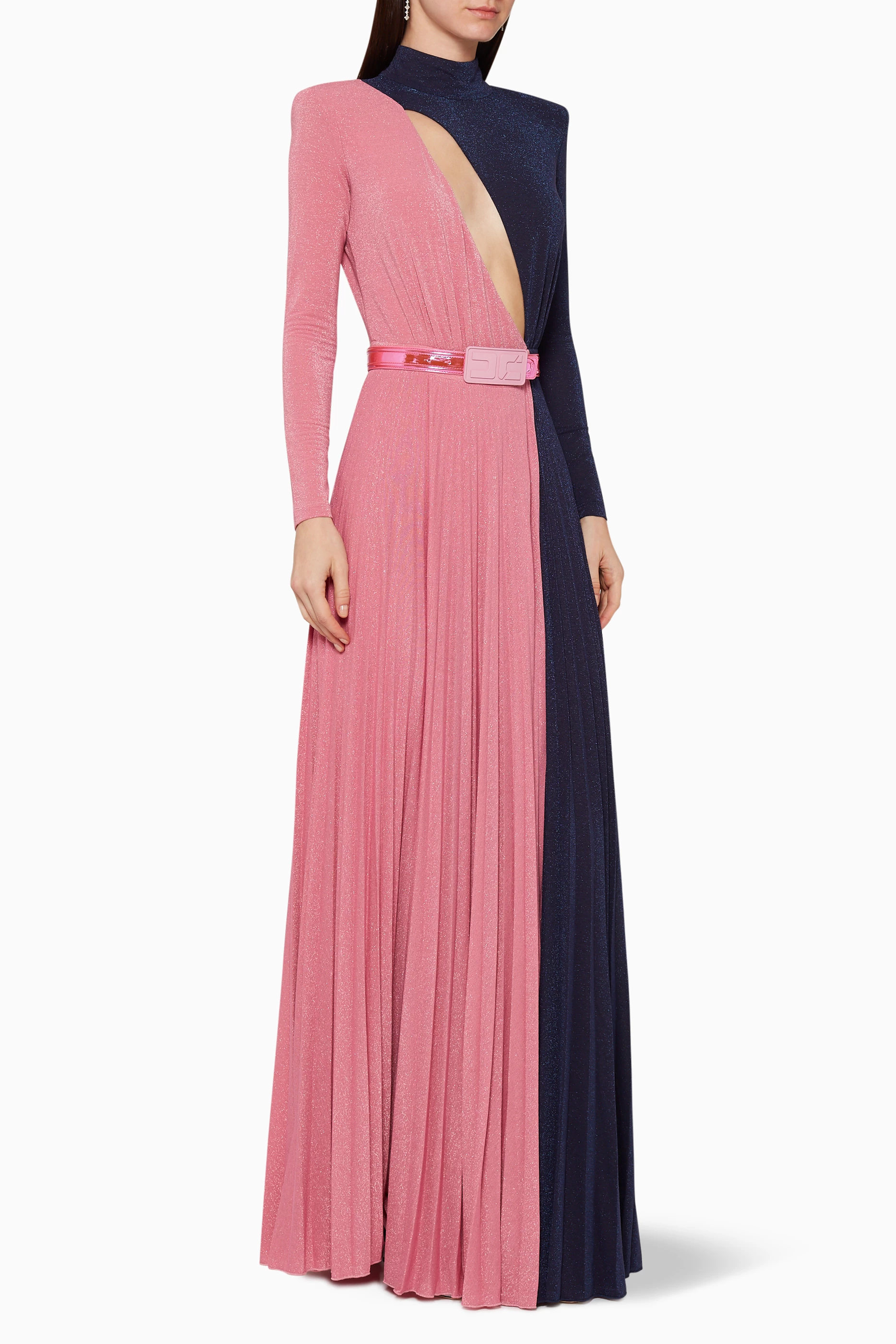 Buy Elisabetta Franchi Multicolour Two-Tone Pleated Maxi
