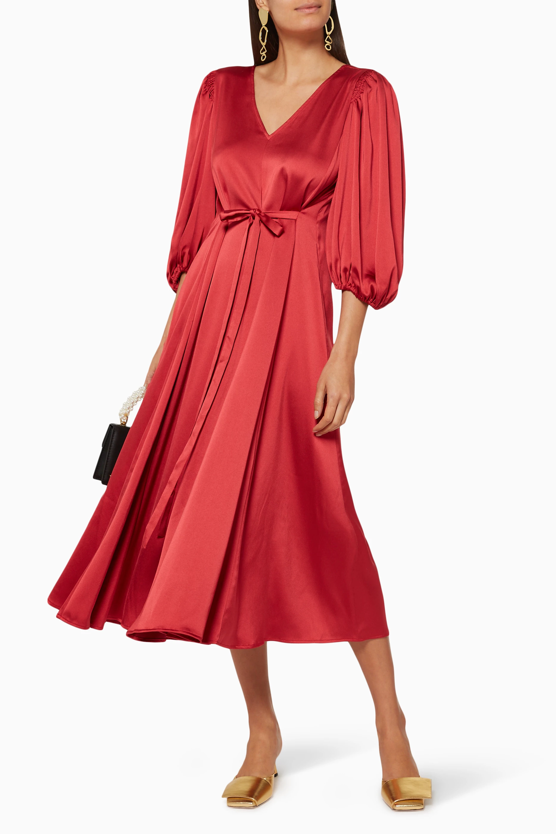Buy Stine Goya Red Marlen Satin Dress For Women Online Ounass UAE