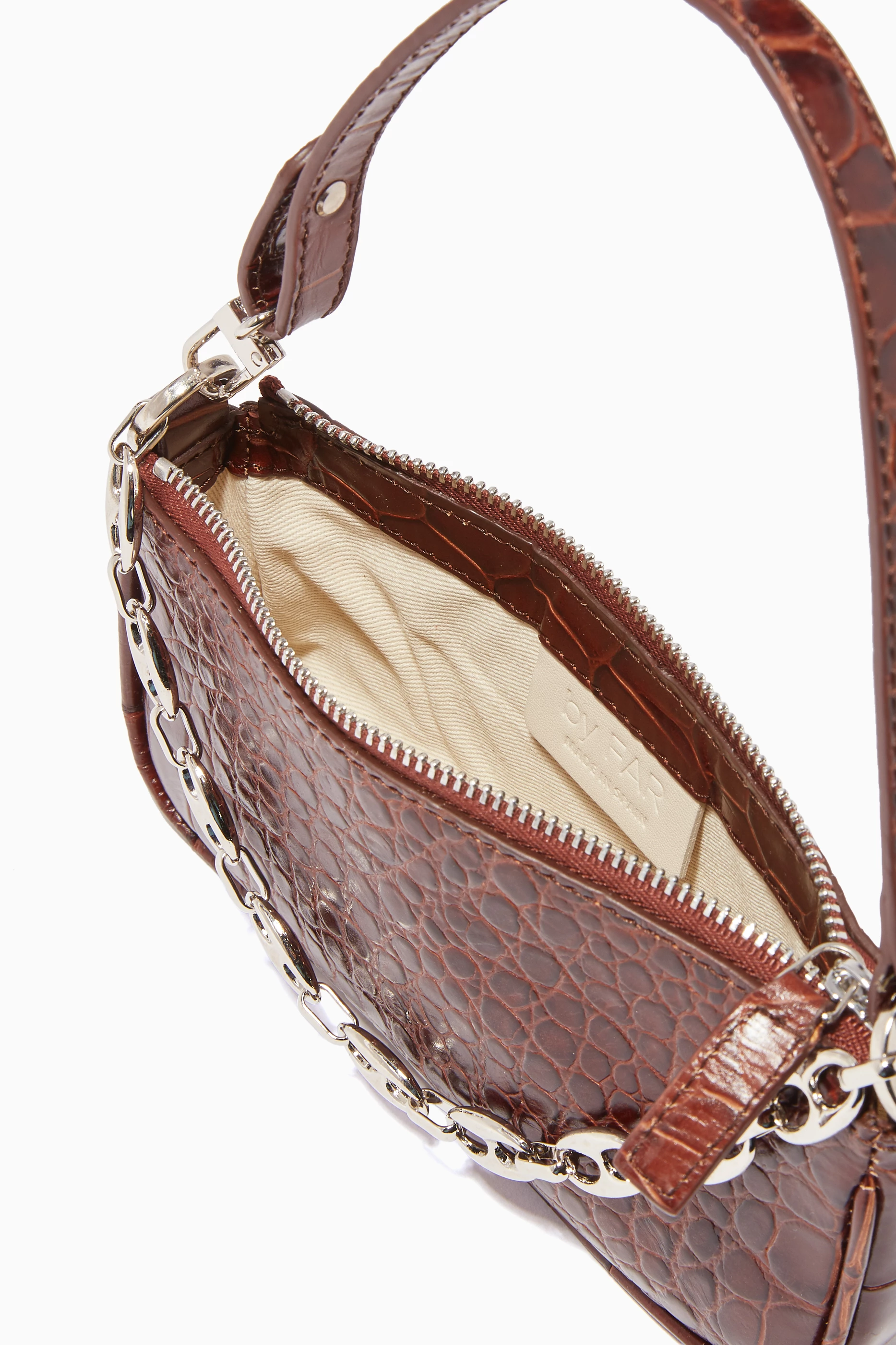 By far rachel croc embossed leather bag best sale