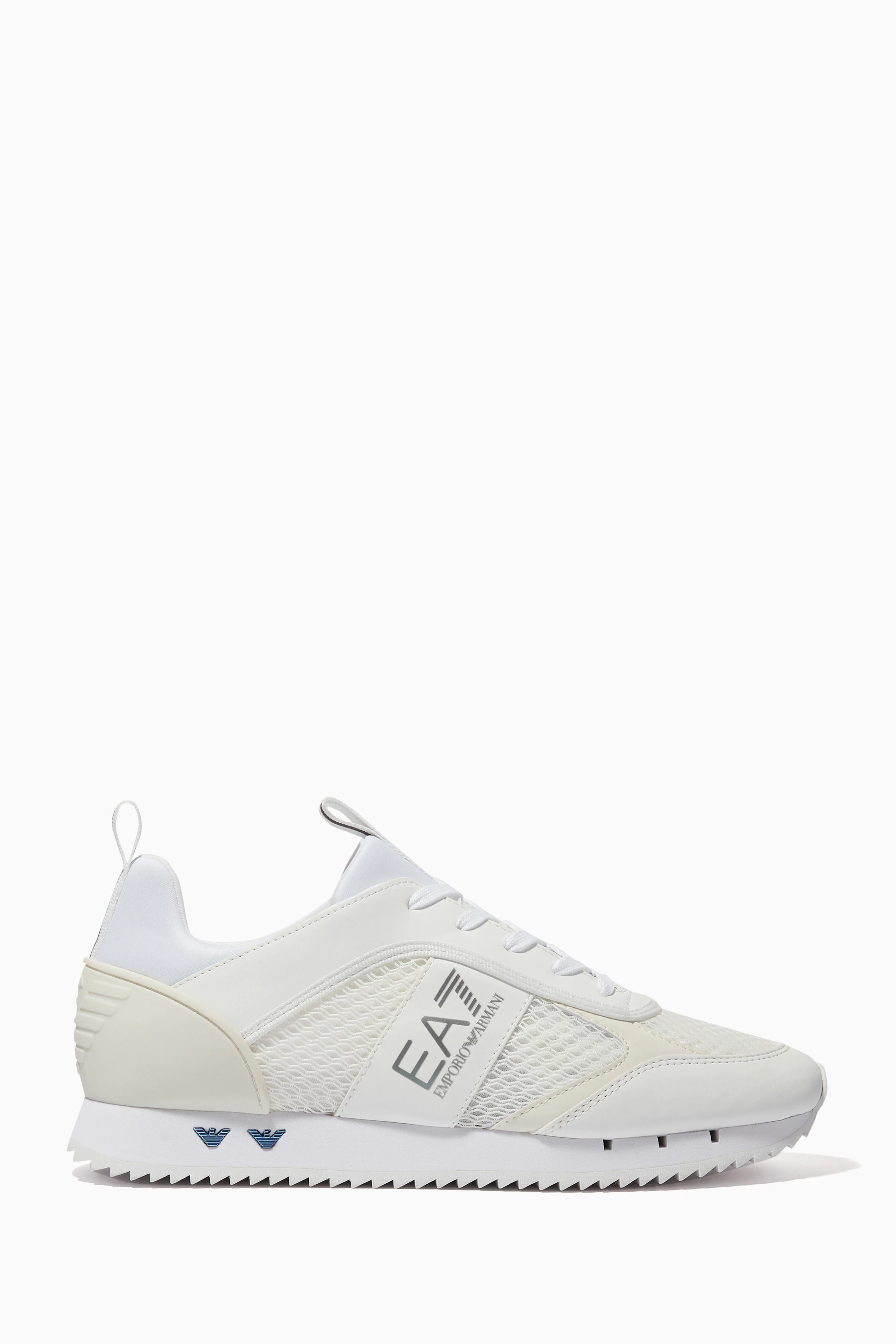 Buy Emporio Armani White EA7 Sneakers in Mesh Faux Leather For Men Online Ounass UAE