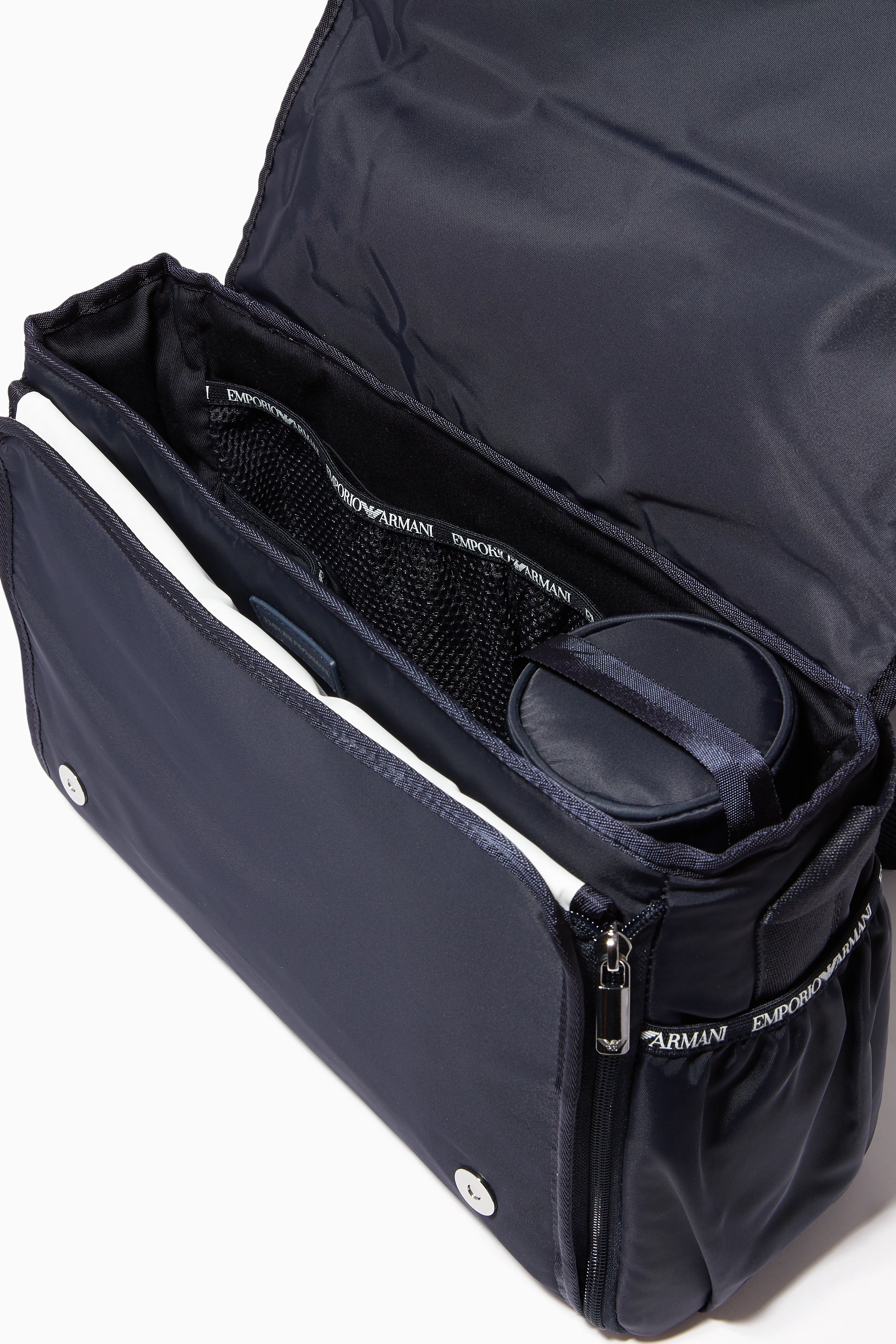 Buy Emporio Armani Blue Logo Nylon Changing Bag For Kids Online Ounass UAE