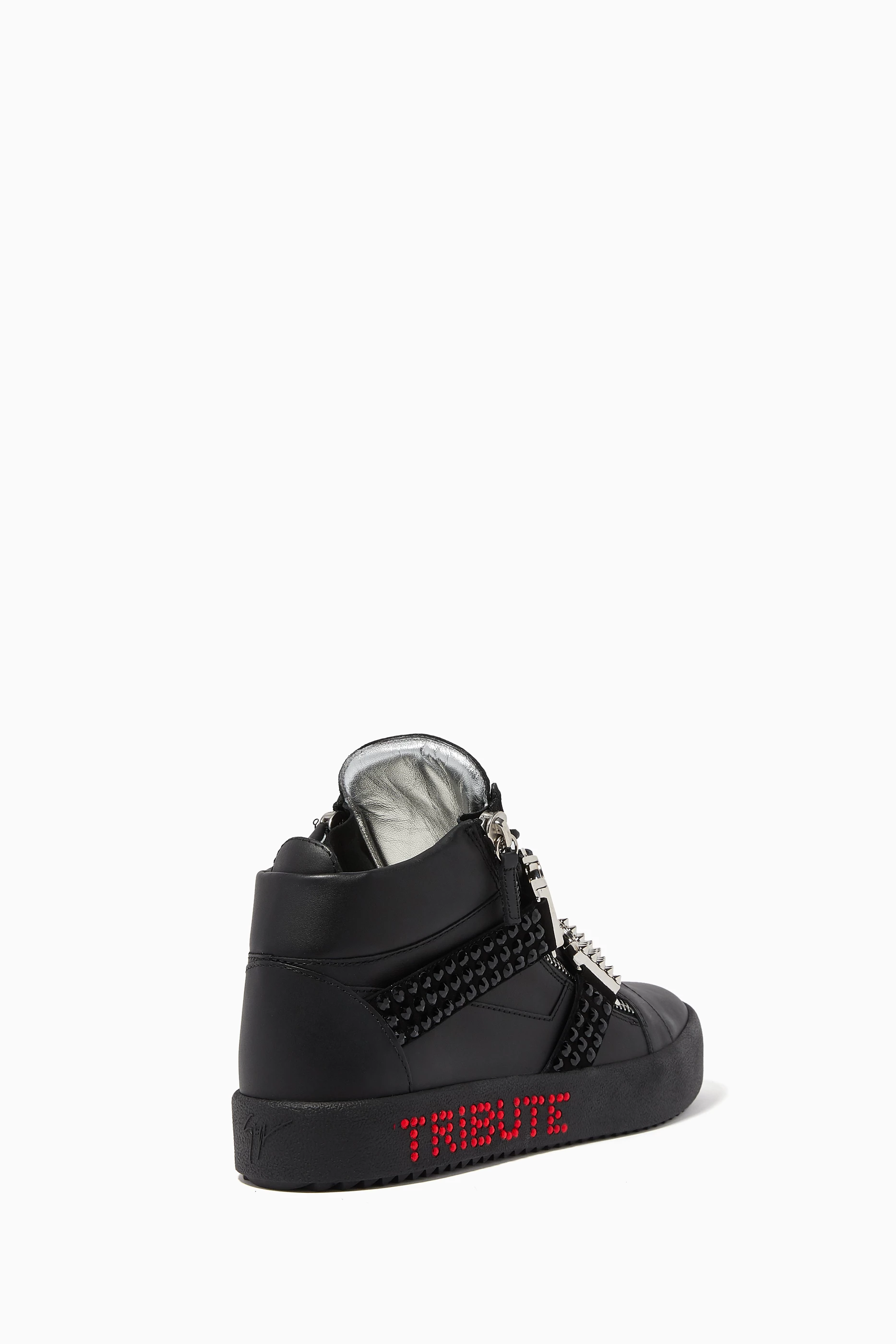 Buy Giuseppe Zanotti Black Michael Jackson Tribute Leather Sneakers For Men Online Ounass UAE