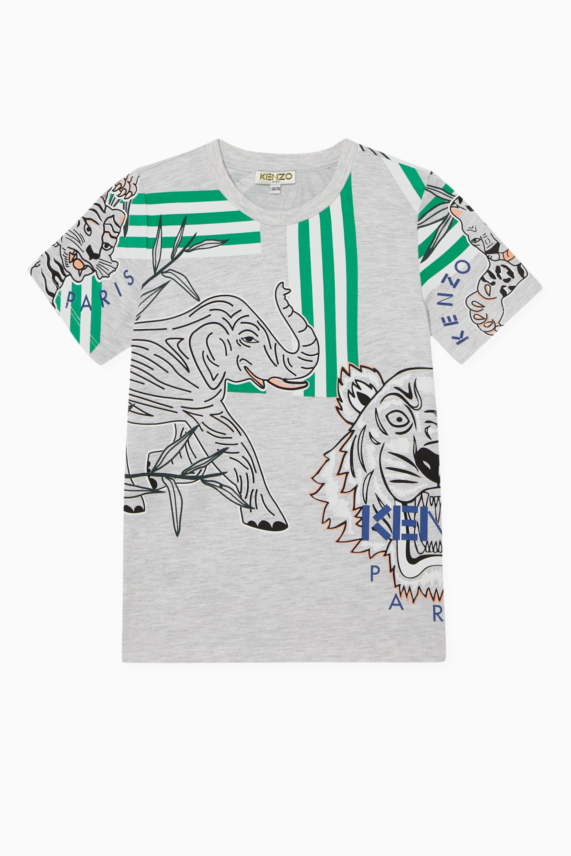 Buy KENZO KIDS Grey Disco Jungle Multi Icon T Shirt For Boys Online Ounass UAE