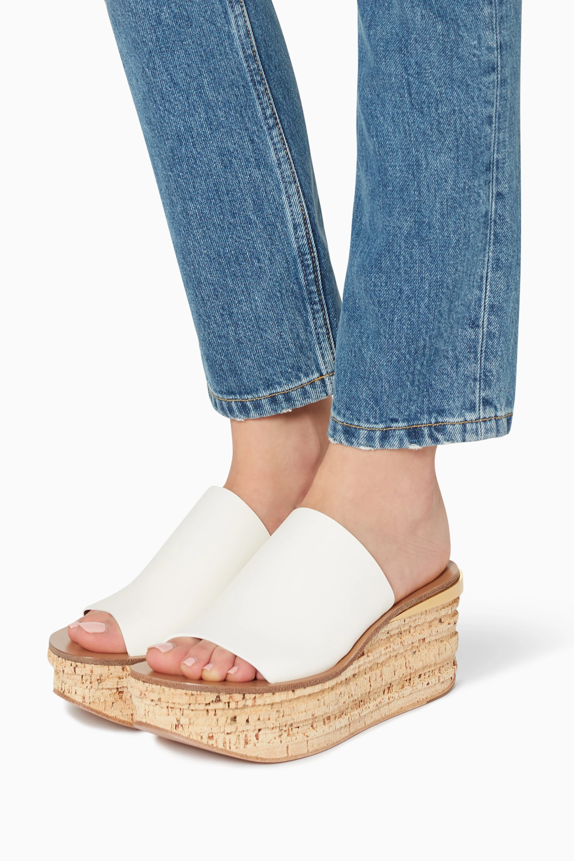 Buy Chloe White Camille Wedge Mules For Women Online Ounass UAE