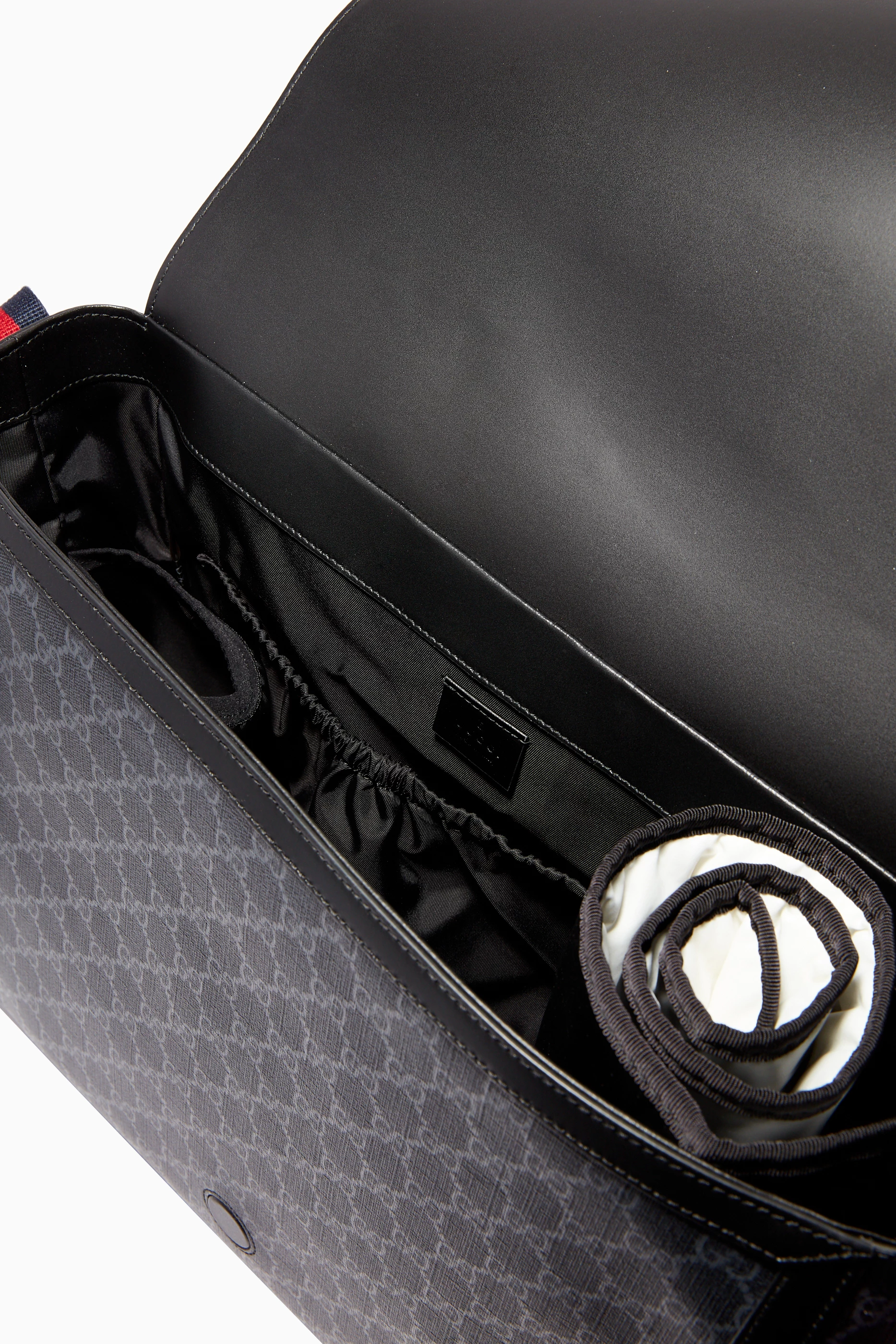 Gucci supreme diaper bag black top