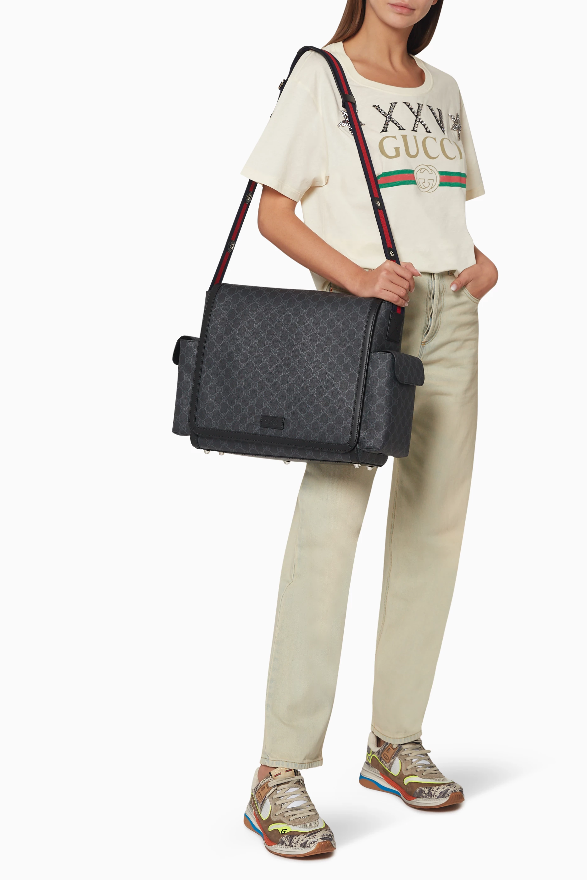 Buy Gucci Black GG Supreme Diaper Changing Bag For UNISEX Online Ounass UAE