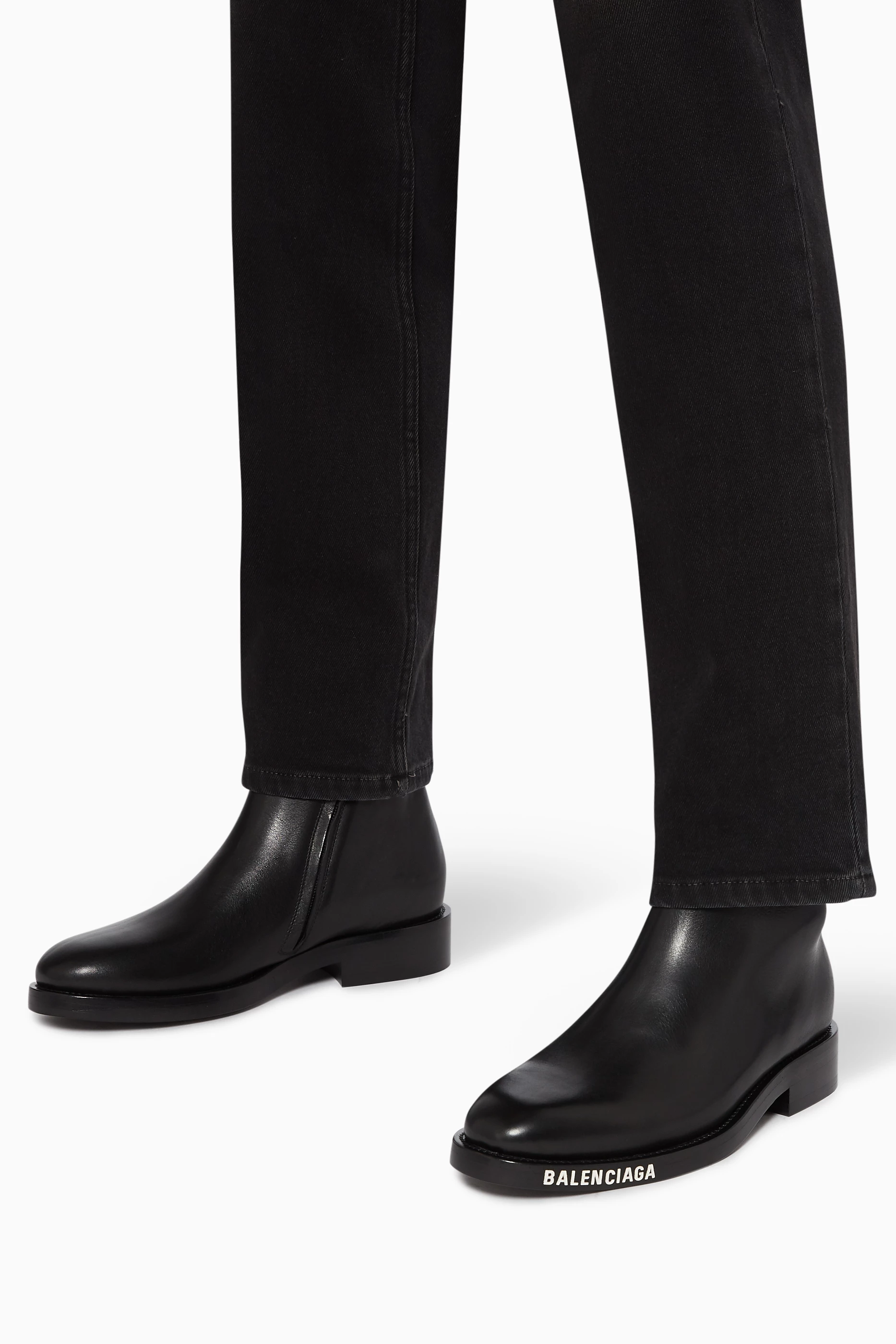 Buy Balenciaga Black Logo Sole Leather Chelsea Boots For Men