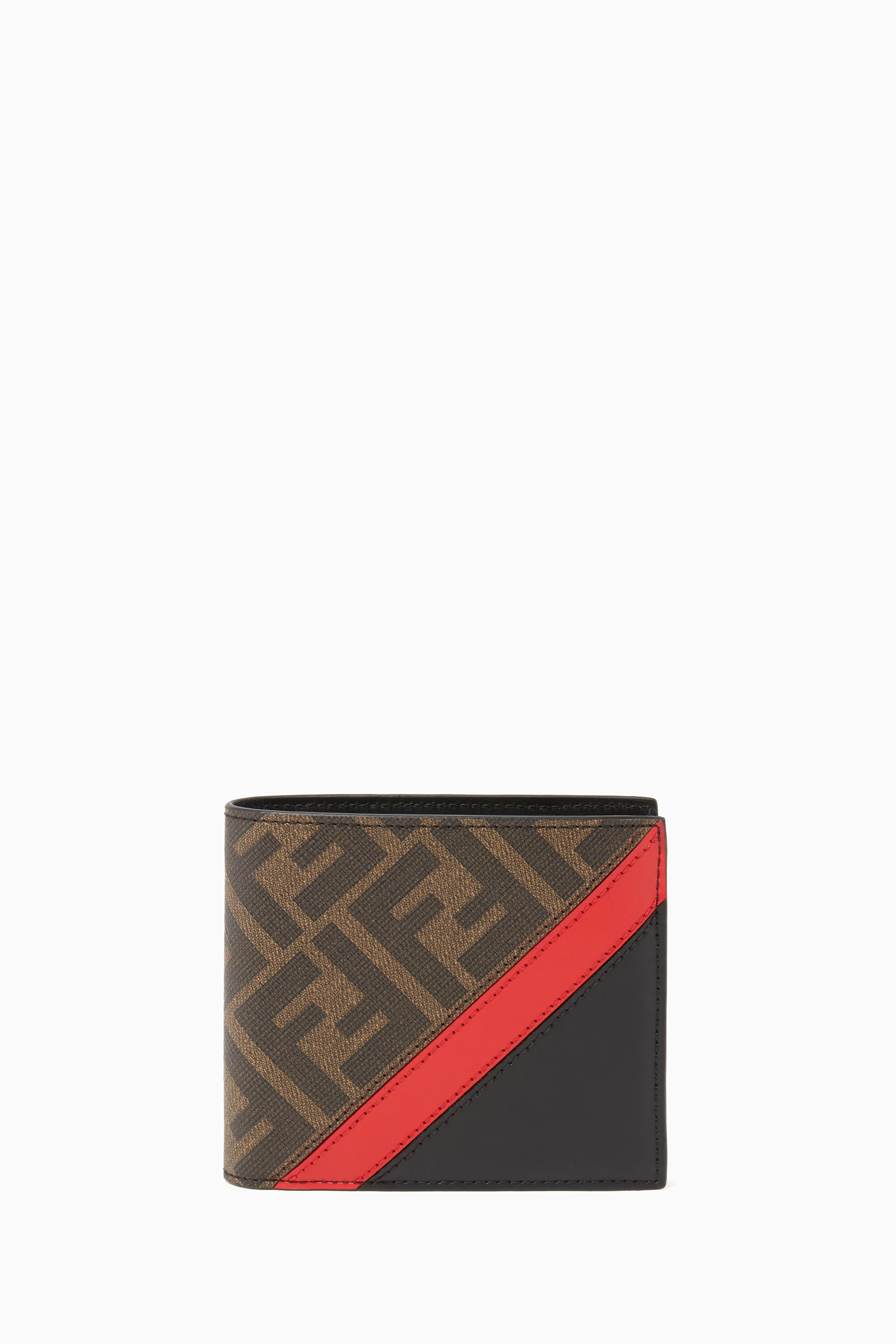 Buy Fendi Brown FF Panelled Leather Bi Fold Wallet For Men Online Ounass UAE