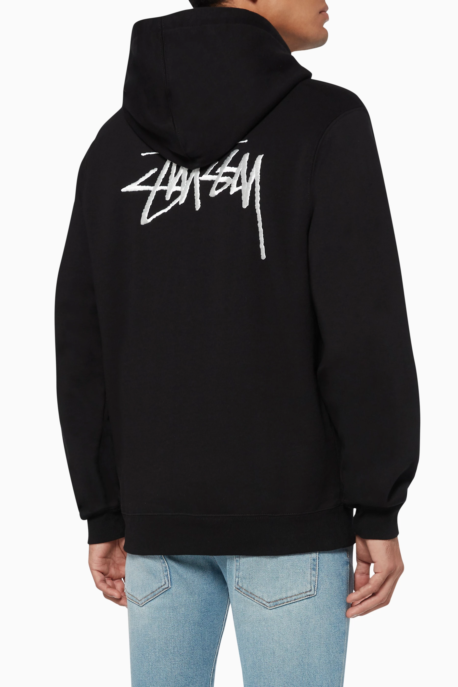 Buy Stussy Black Logo Applique Fleece Hoodie For Men Online Ounass UAE