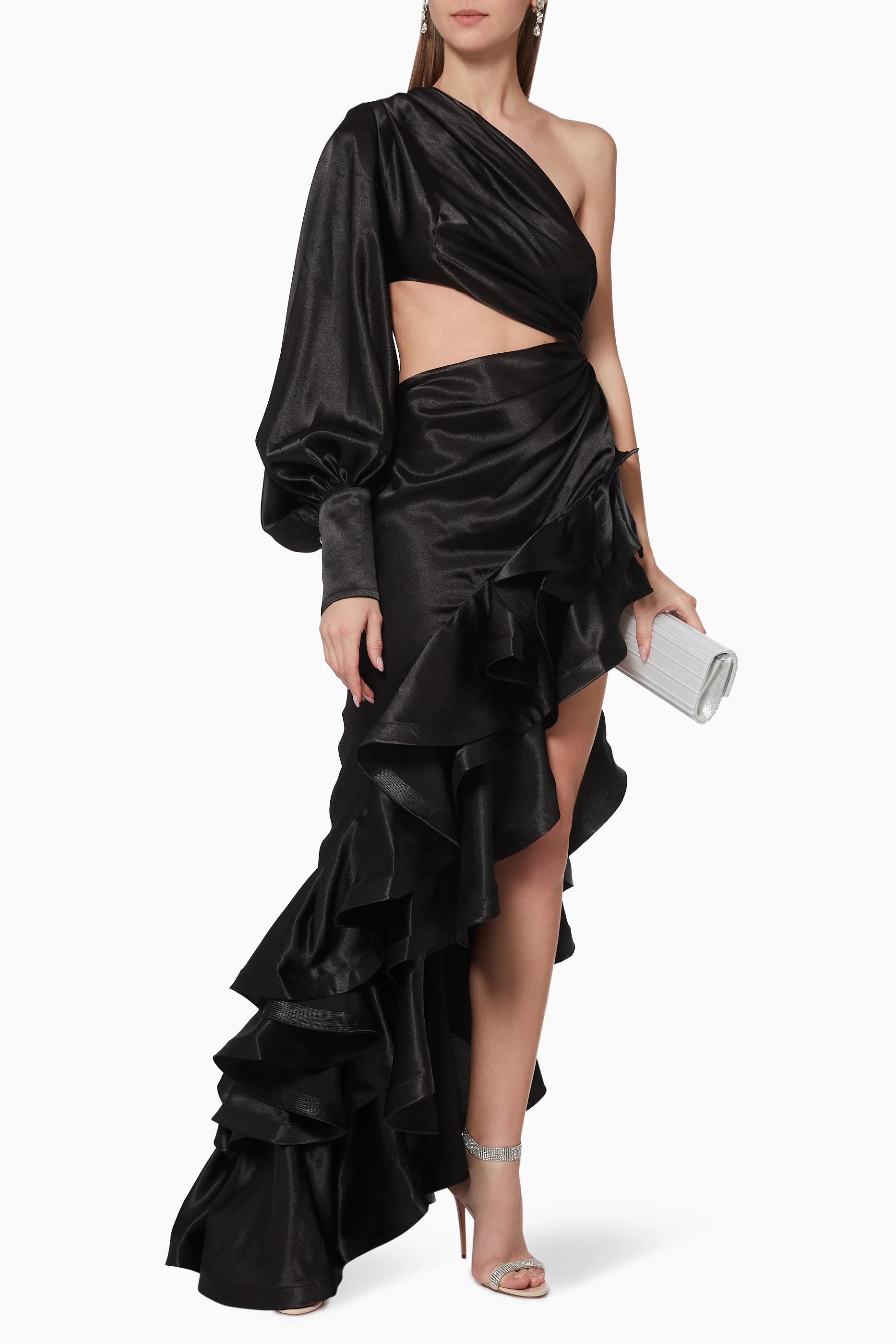 Buy Bronx and Banco Black Monica Ruffled Gown For Women Online Ounass UAE