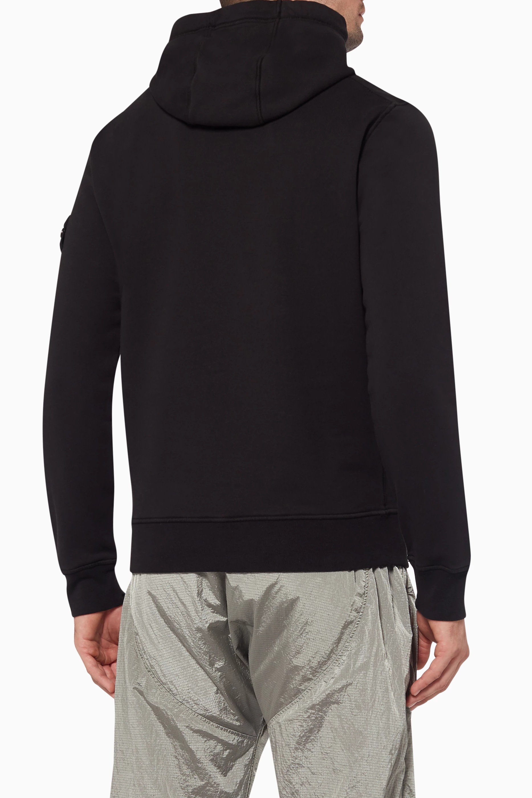 Buy Stone Island Black Logo Patch Hooded Sweatshirt For Men Online Ounass UAE