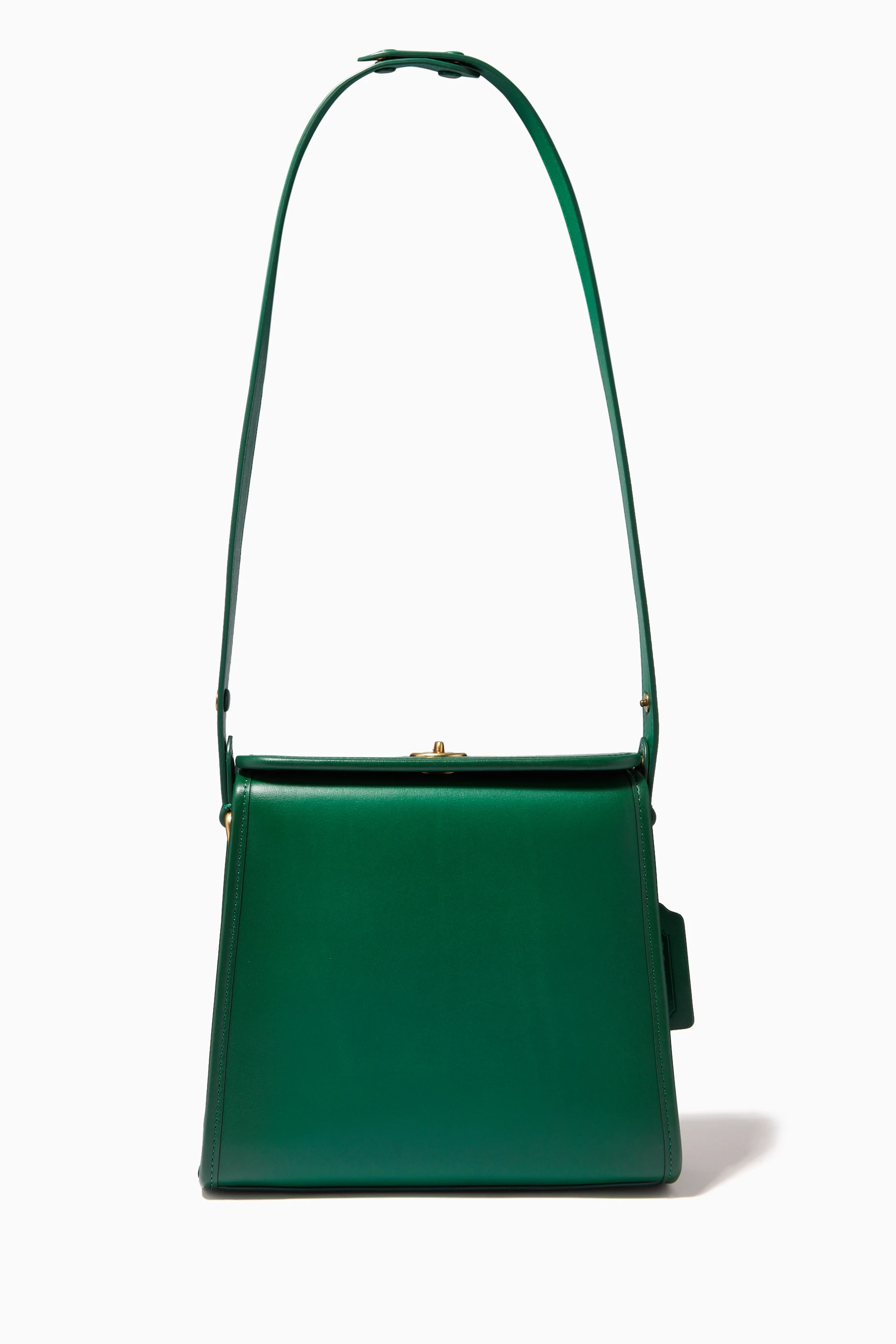 COACH shoulderbag green turnlock nubuck