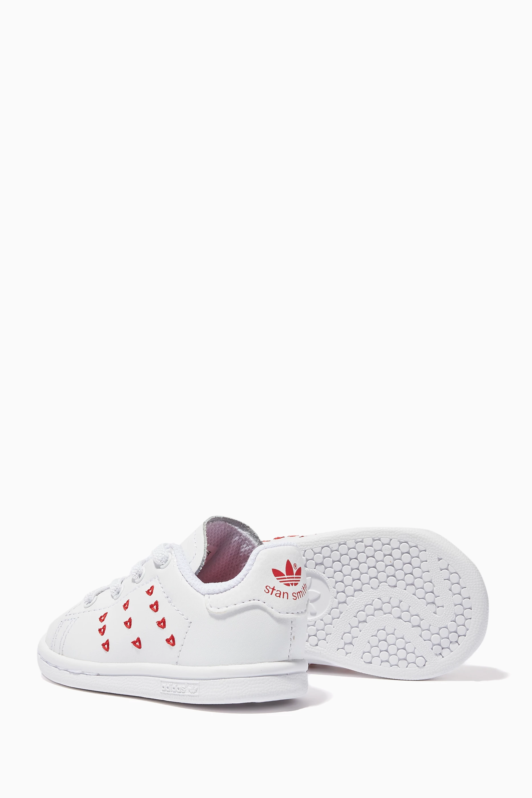 Buy adidas White Stan Smith Embroidered Heart Sneakers For Boys