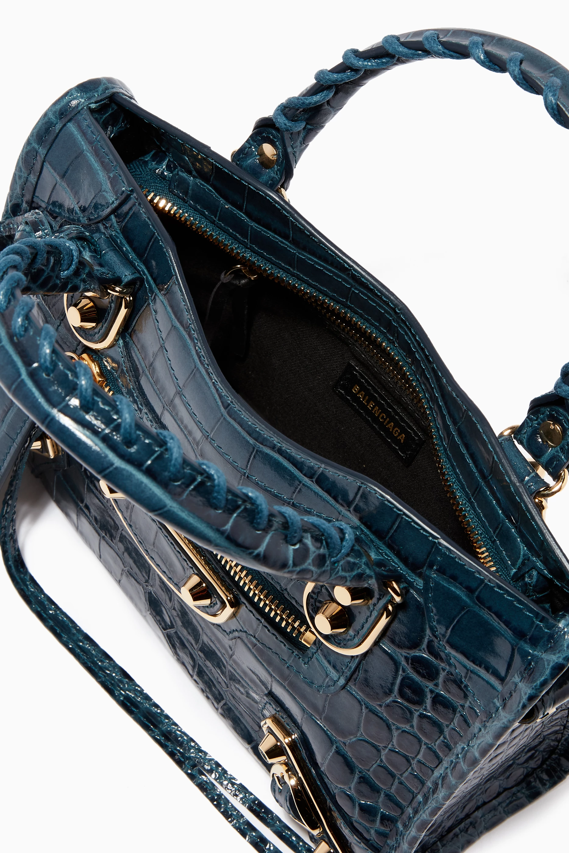 【VIP価格】BALENCIAGA Mini Alligator Shoulder Bag Blue Balenciaga Alligator Skin Mini Shoulder Bag - Elegant
