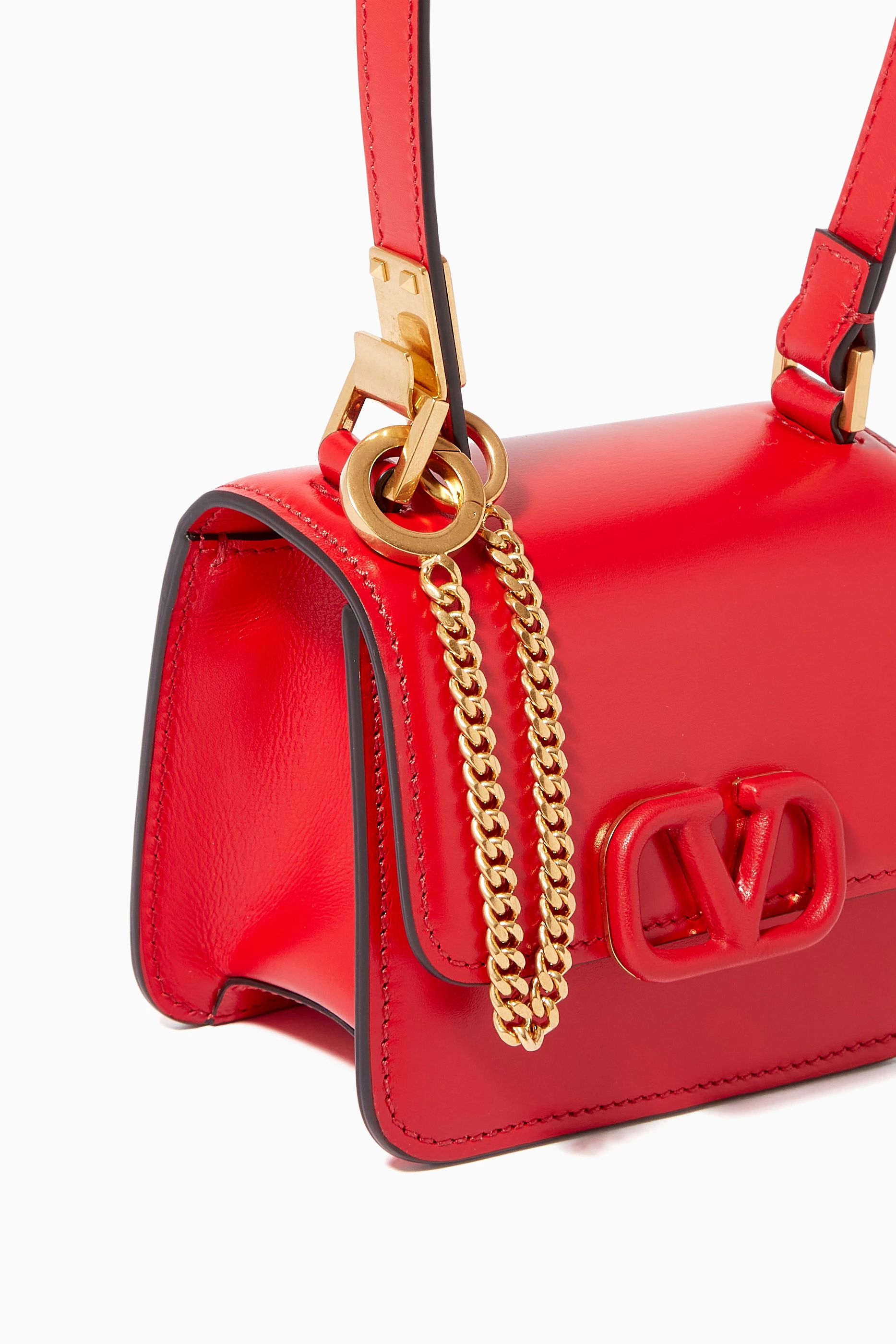 Buy Valentino Garavani Red Valentino Garavani Micro VSLING Shiny Calfskin Shoulder Bag For Women Online Ounass UAE