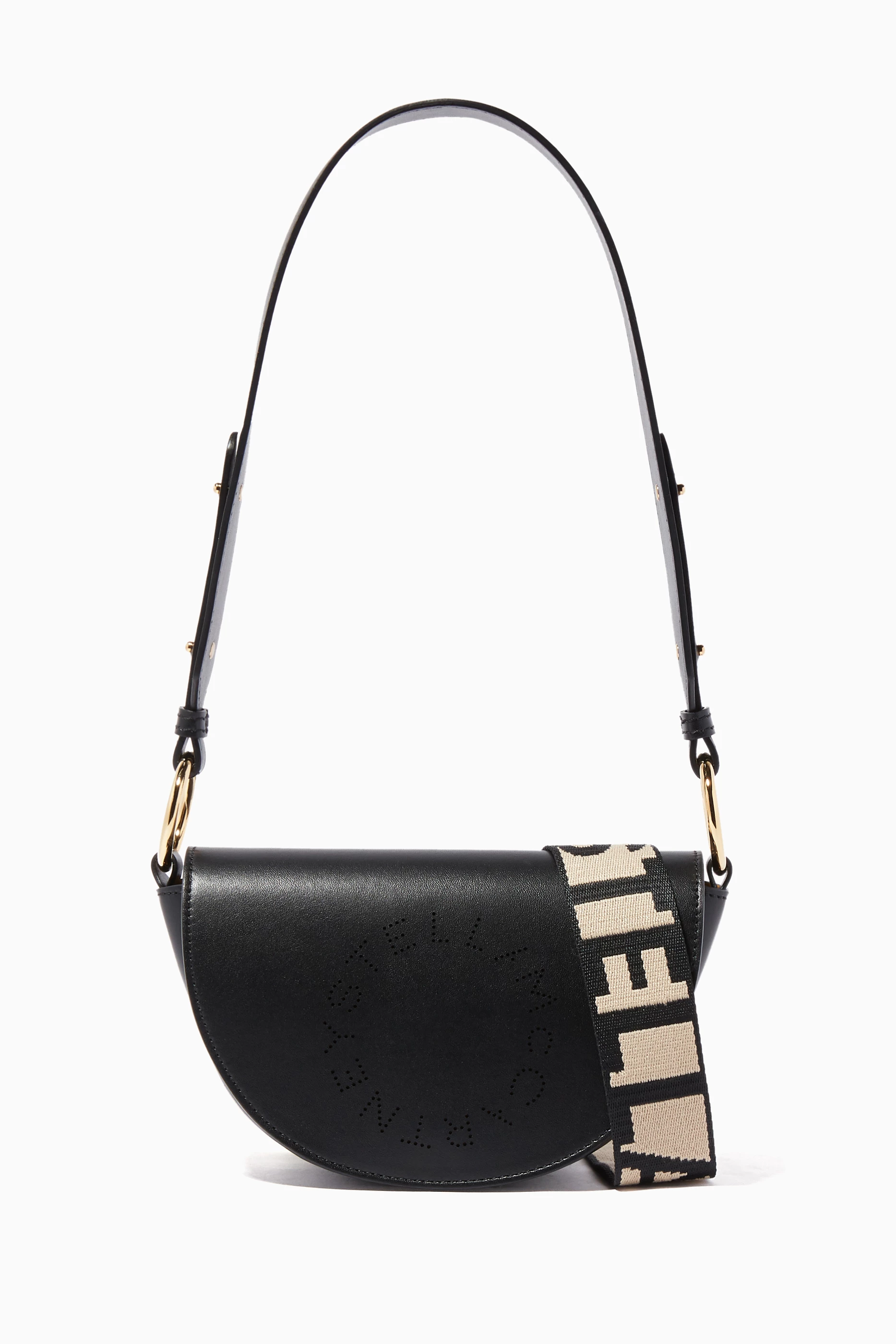 Buy Stella McCartney Black Mini Marlee Perforated Logo Bag For