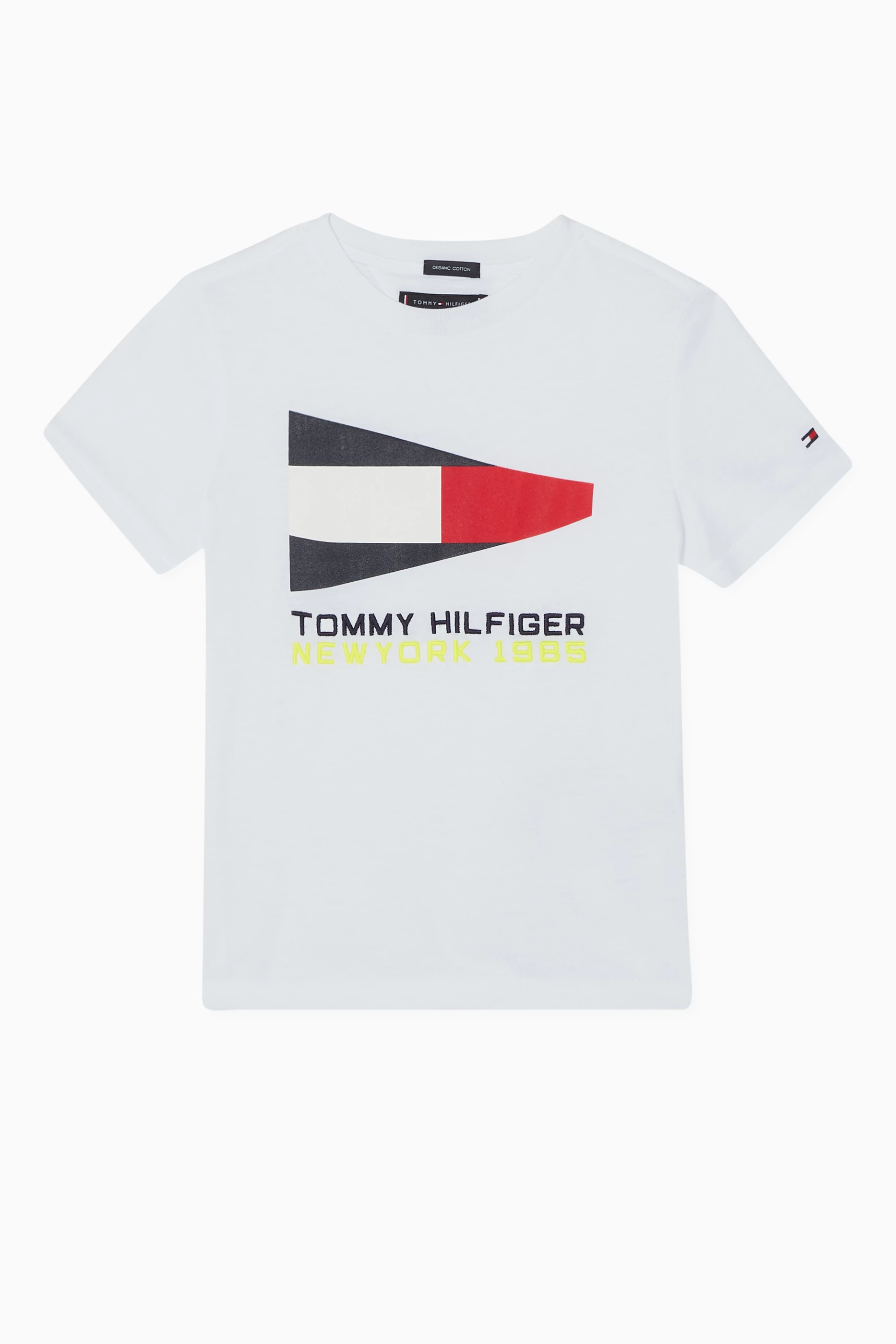 Buy Tommy Hilfiger White Neon Sailing Logo Cotton T Shirt For Boys Online Ounass UAE
