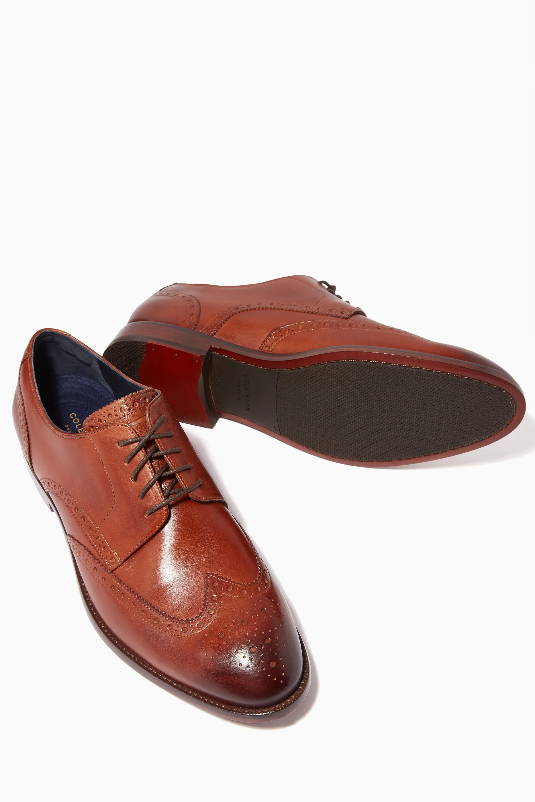 Buy Cole Haan Brown Harrison Wingtip Oxford Leather Shoes For Men Online Ounass UAE