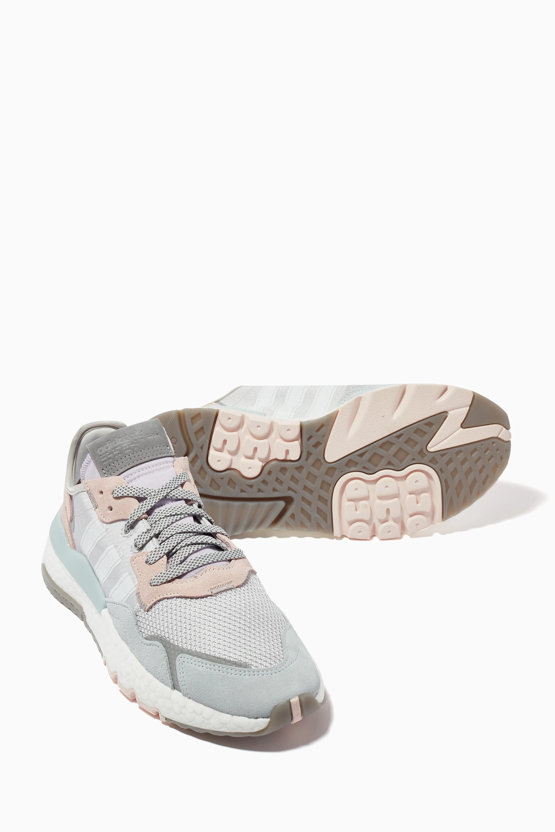 Adidas nite jogger grey pink white best sale