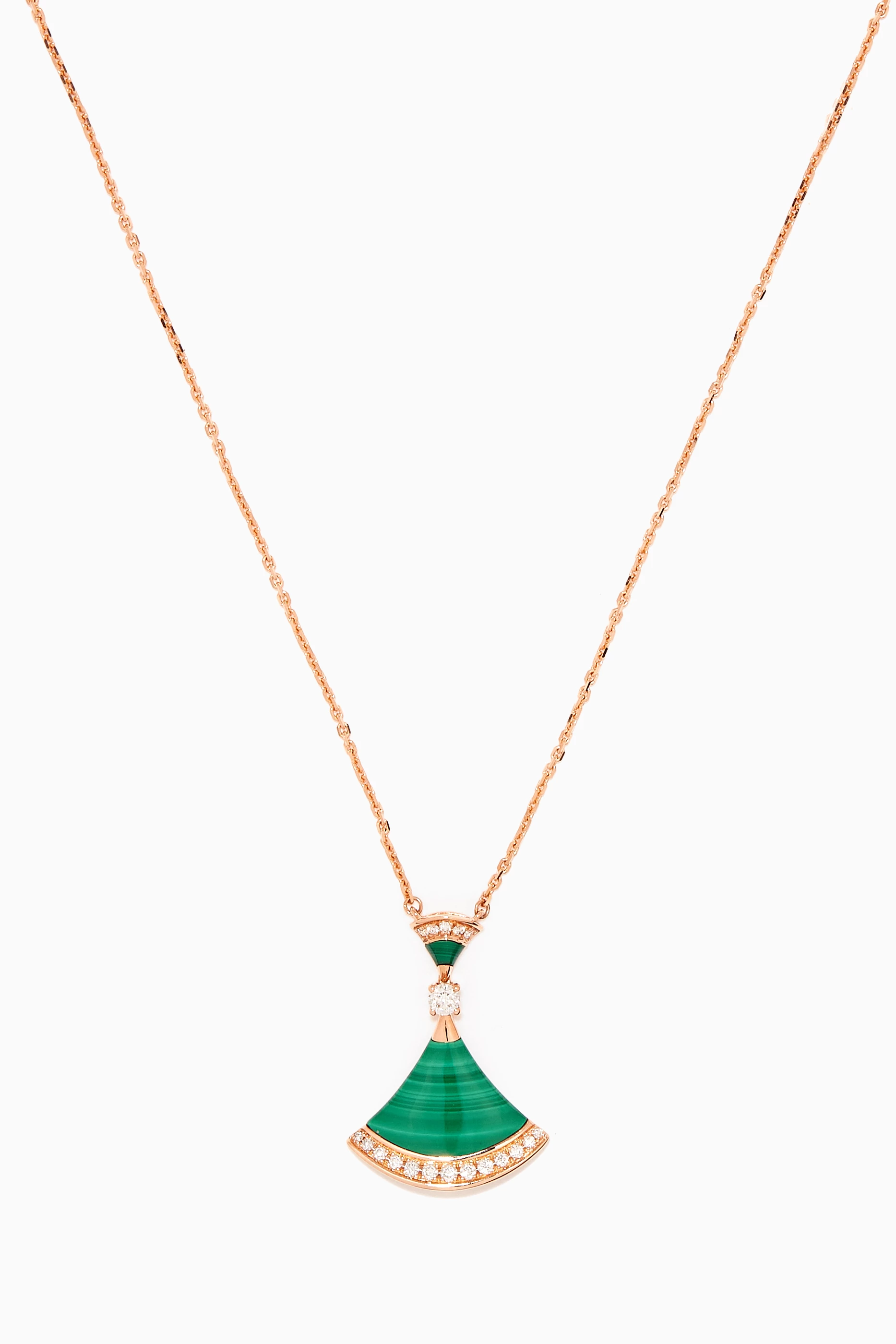 Buy BVLGARI Rose Gold Divas Dream Malachite Diamond Pave Necklace For Women Online Ounass UAE