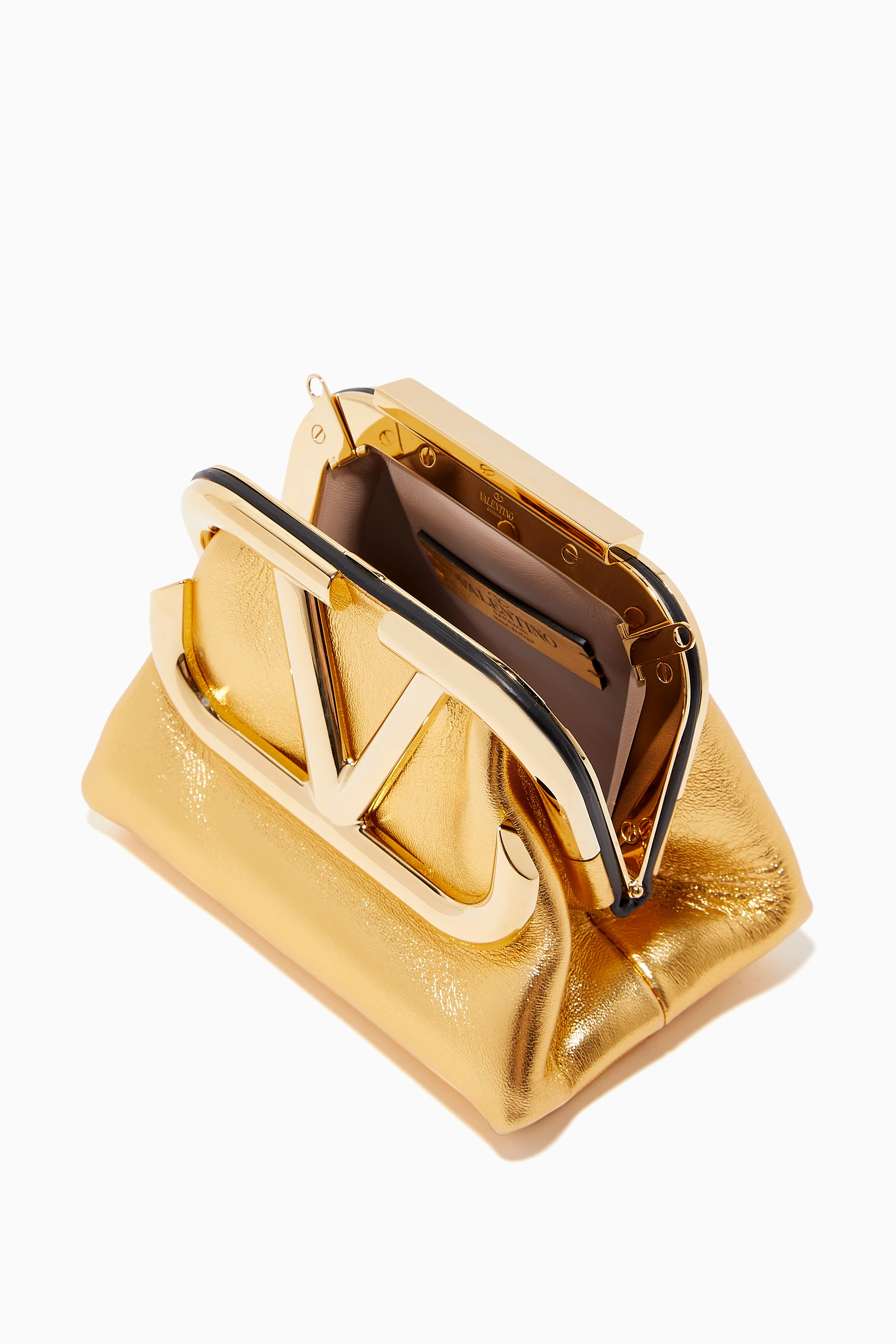 Valentino gold clutch bag hotsell