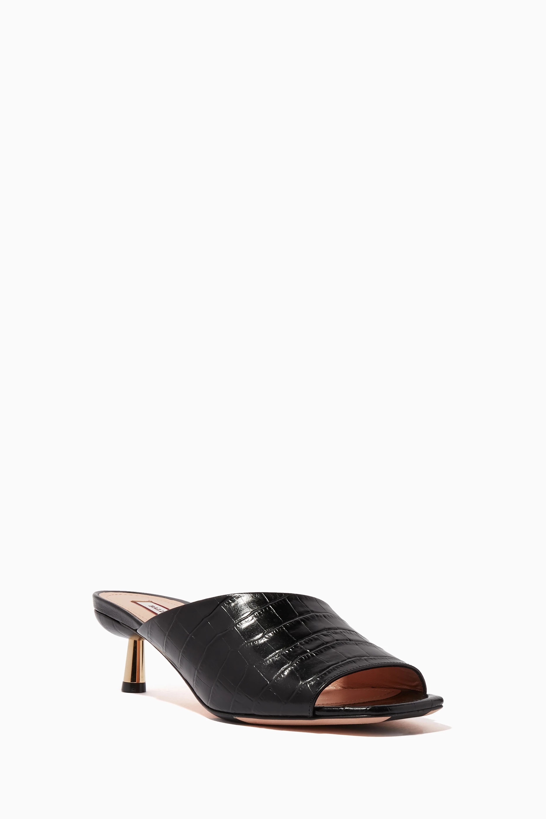 Buy Bally Black Carin 45 Croc Embossed Leather Sandals For
