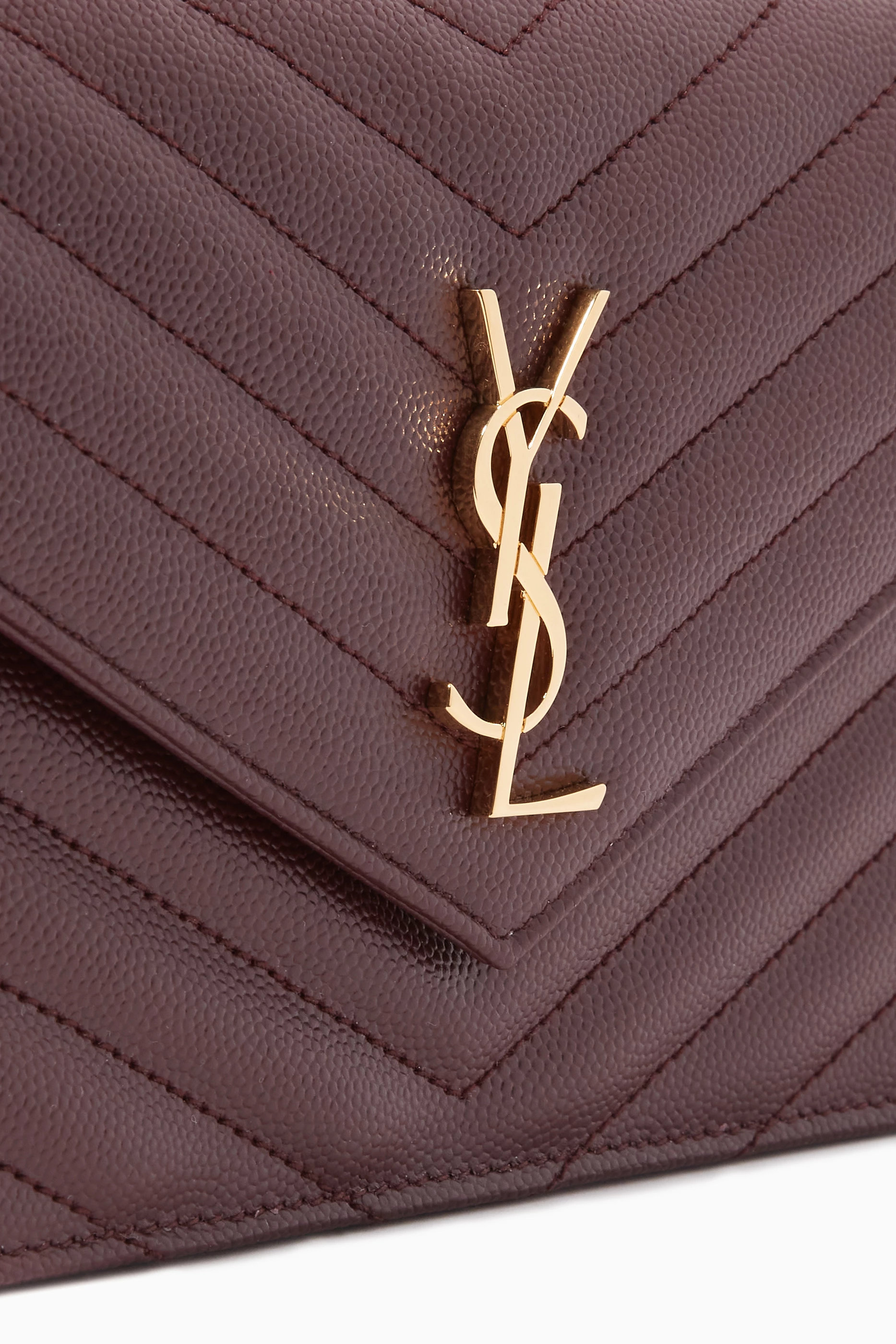 Buy SAINT LAURENT Burgundy Monogram Envelope Chain Wallet in Grain de Poudre Embossed Leather For Women Online Ounass UAE