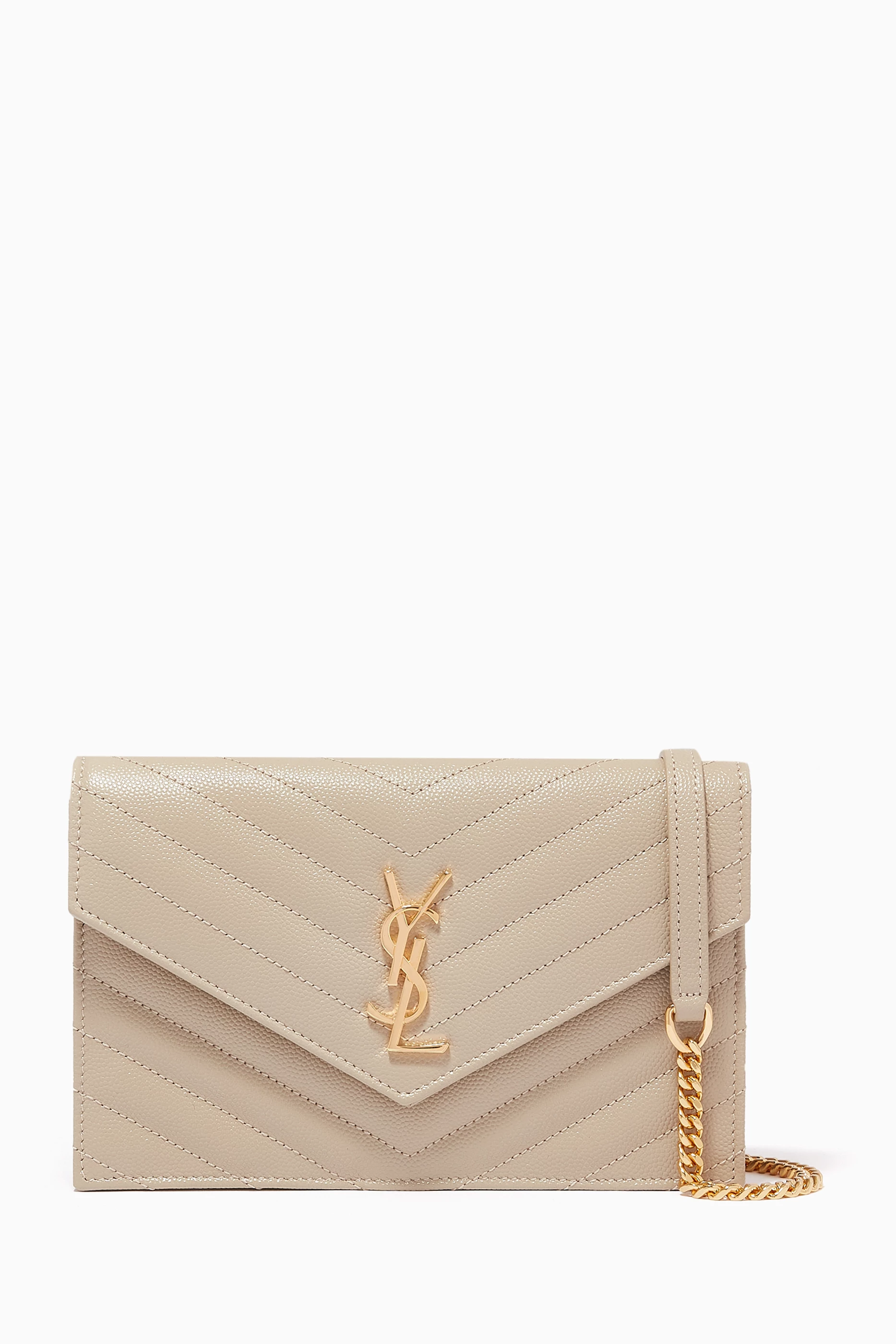 Envelope chain wallet in grain de poudre embossed leather online
