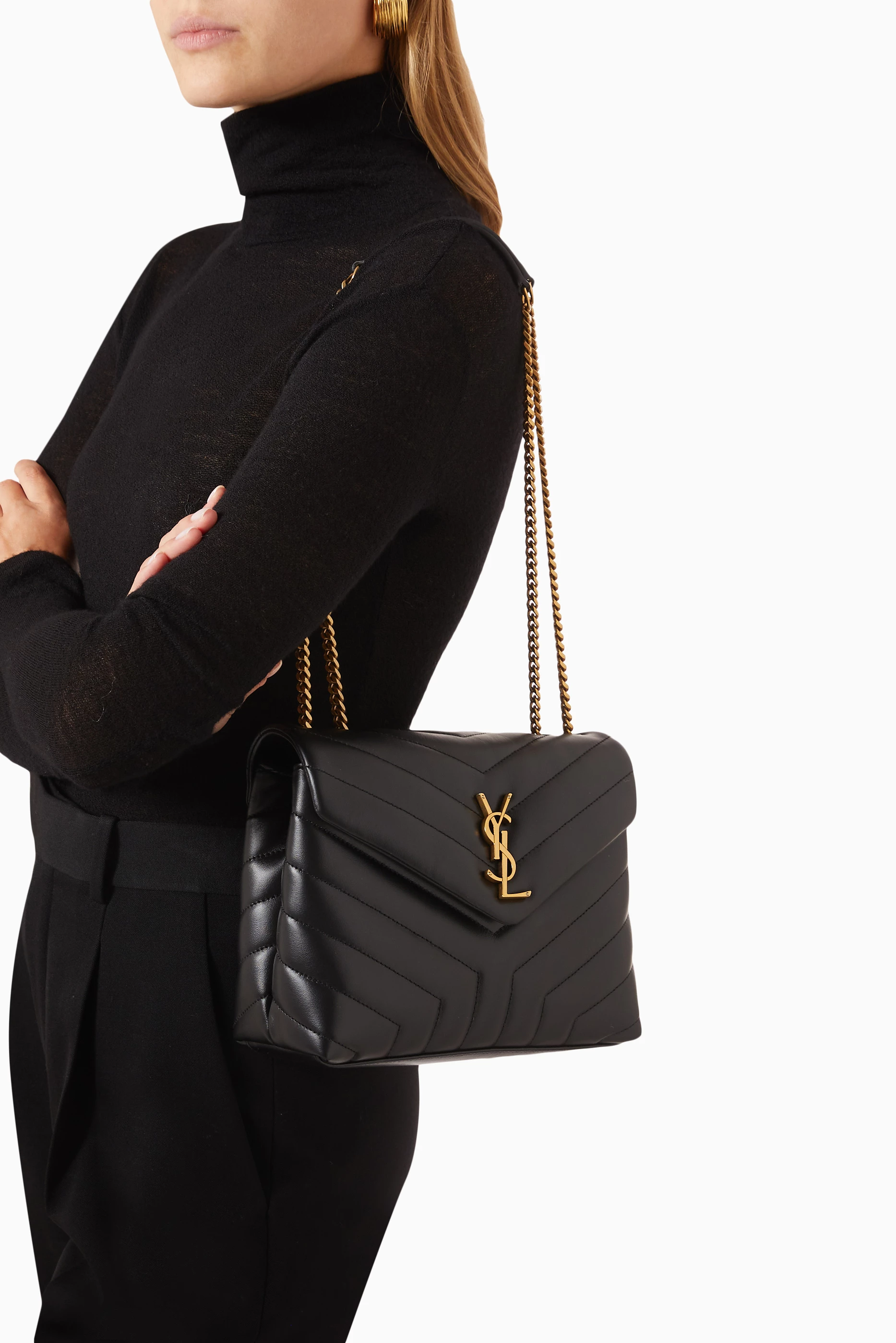 Buy SAINT LAURENT Black Small Loulou Bag in Y Matelasse Leather For Women Online Ounass UAE