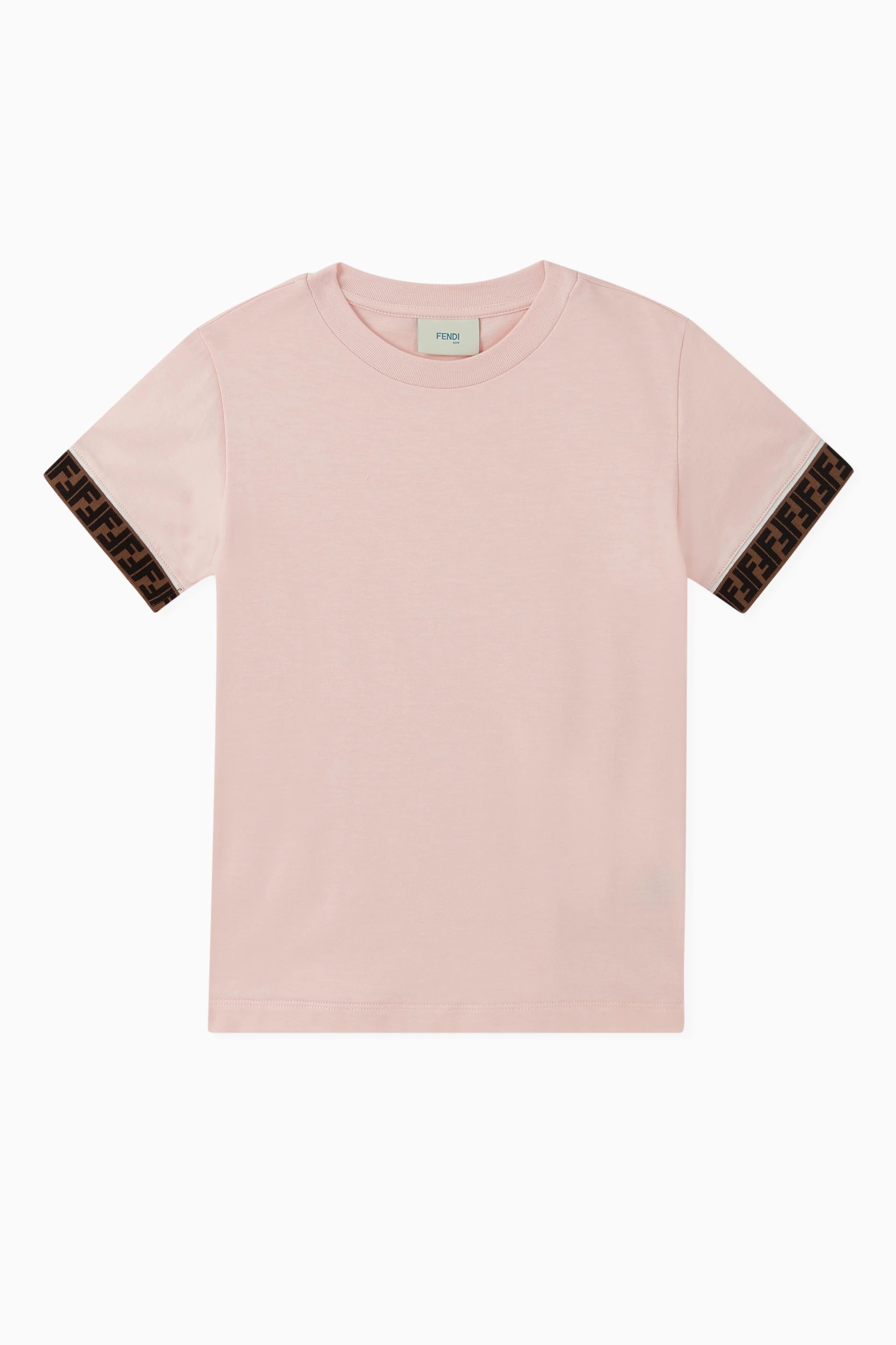Buy Fendi Pink FF Band Cotton T Shirt For Girls Online Ounass UAE