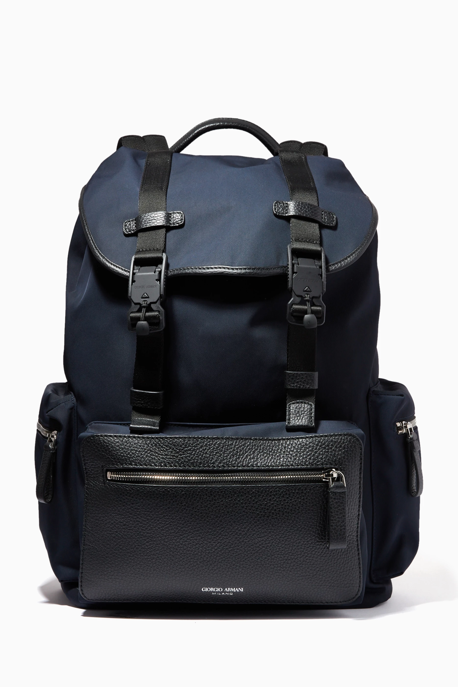 Buy Giorgio Armani Blue Colour Block Backpack in Canvas Polyester For Men Online Ounass UAE