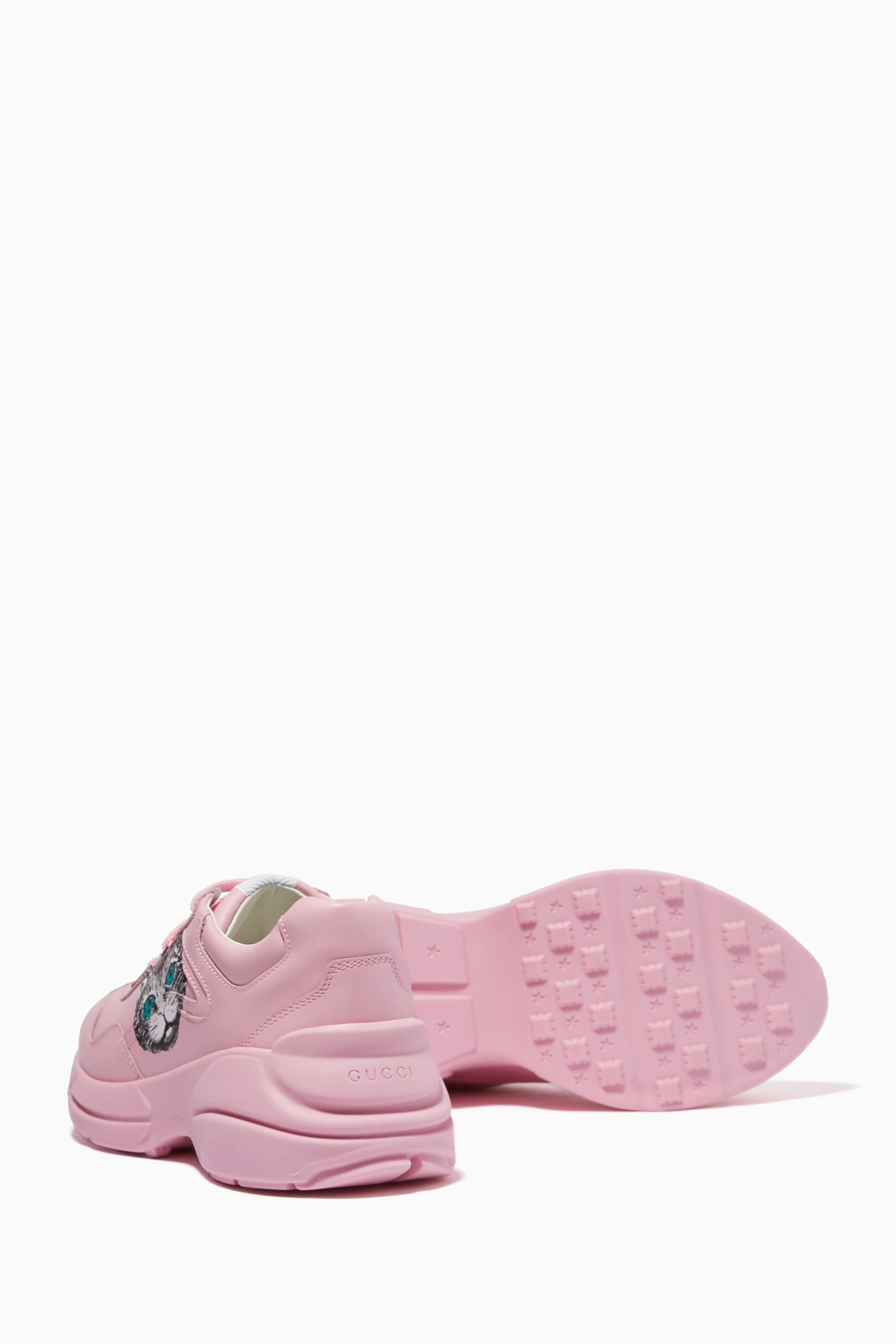 Pink gucci rhyton sneakers clearance