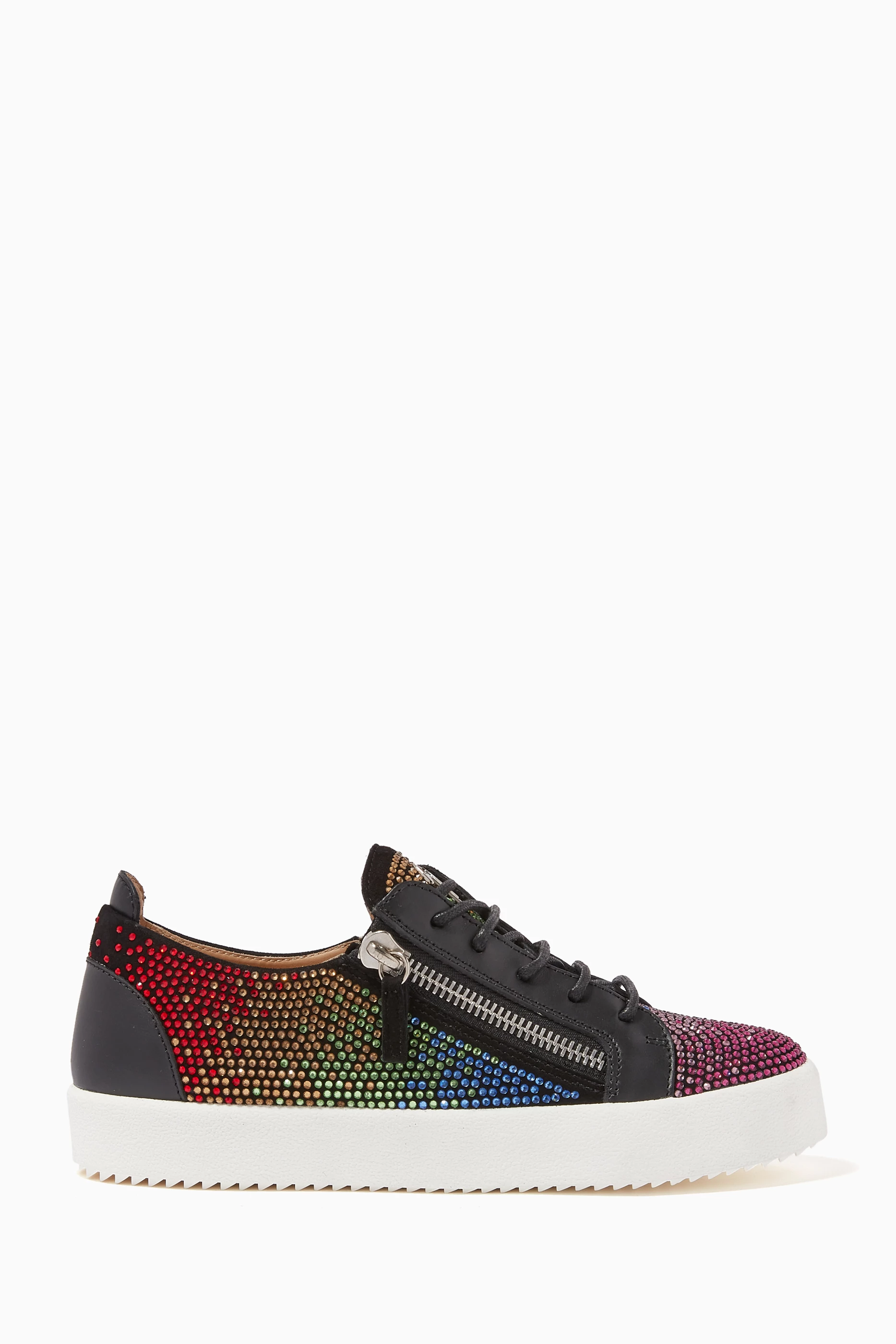 Buy Giuseppe Zanotti Black Doris Low Top Sneakers in Crystal Embellished Leather For Women Online Ounass UAE