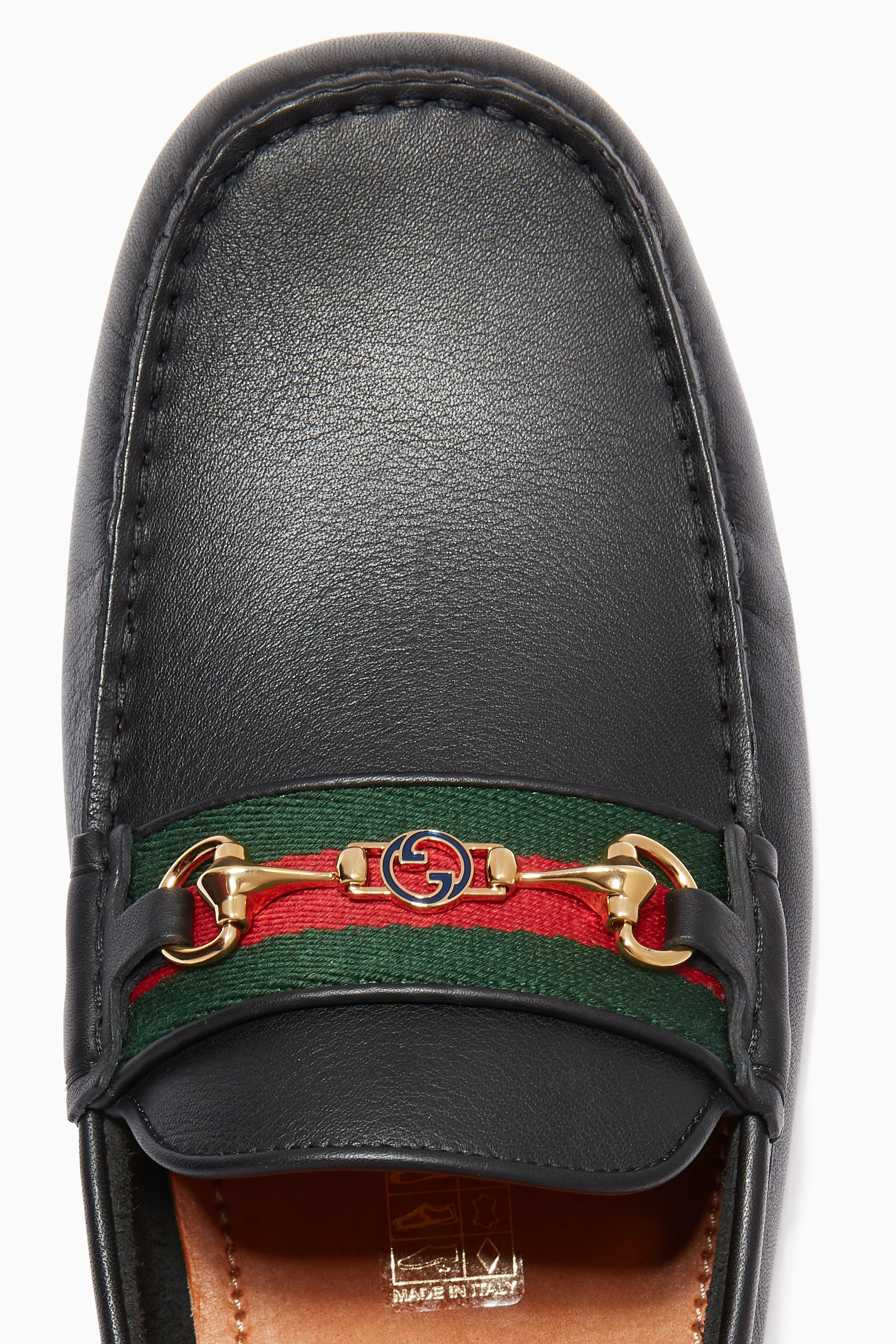 Buy Gucci Black Horsebit Web Driving Shoes in Leather For Men Online Ounass UAE