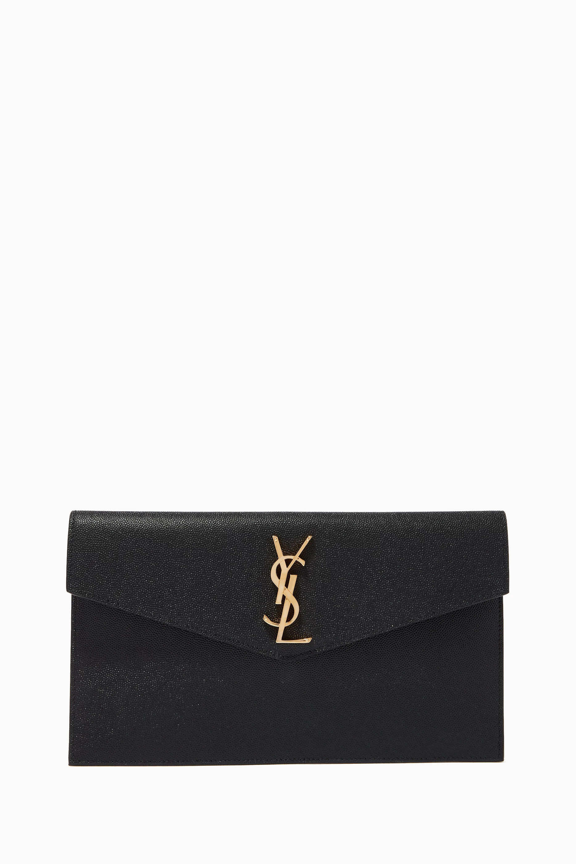 Buy SAINT LAURENT Black Uptown Pouch in Grain de Poudre Embossed Leather For Women Online Ounass UAE