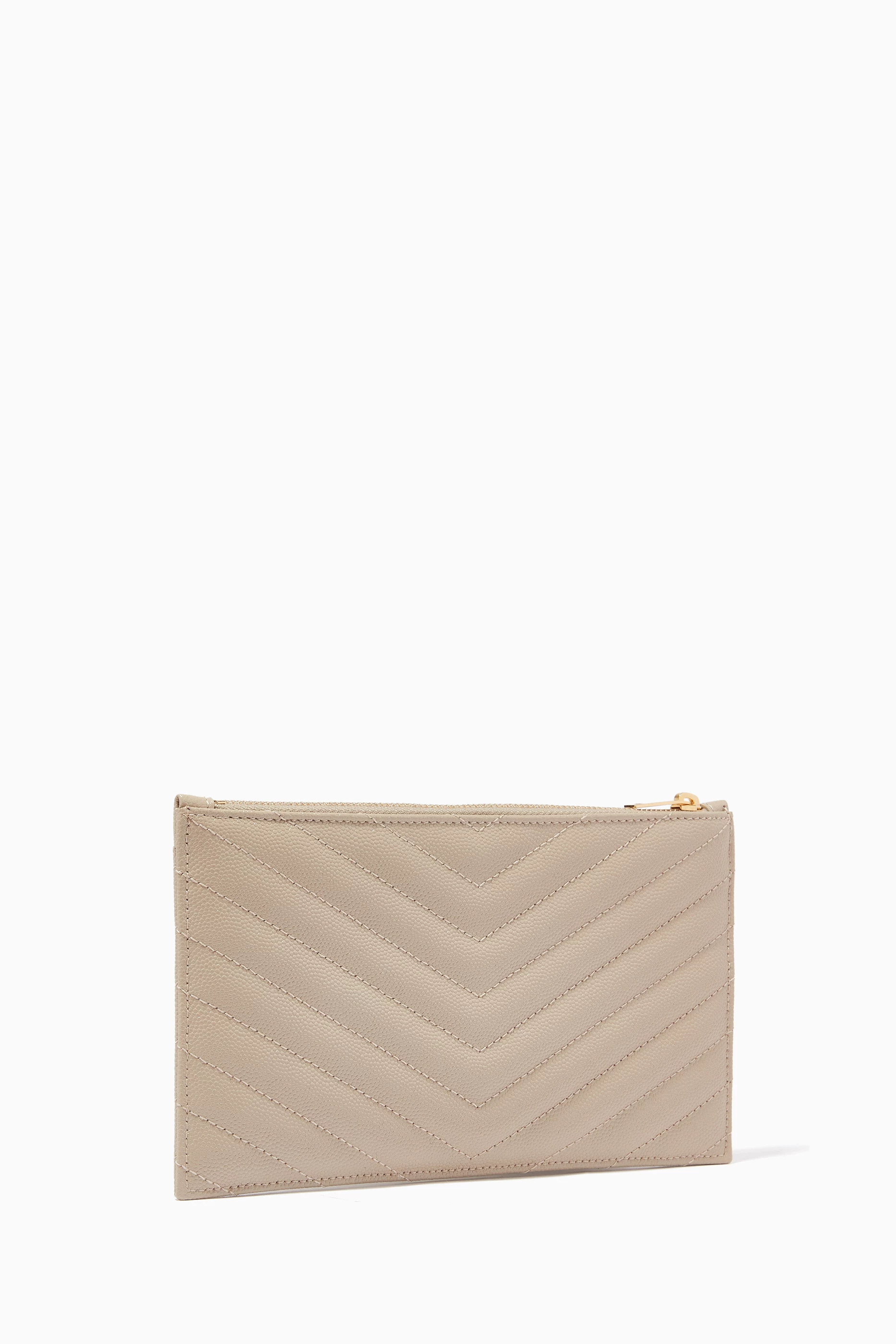 Buy SAINT LAURENT Neutral Monogram Bill Pouch in Grain De Poudre Embossed Leather For Women Online Ounass UAE
