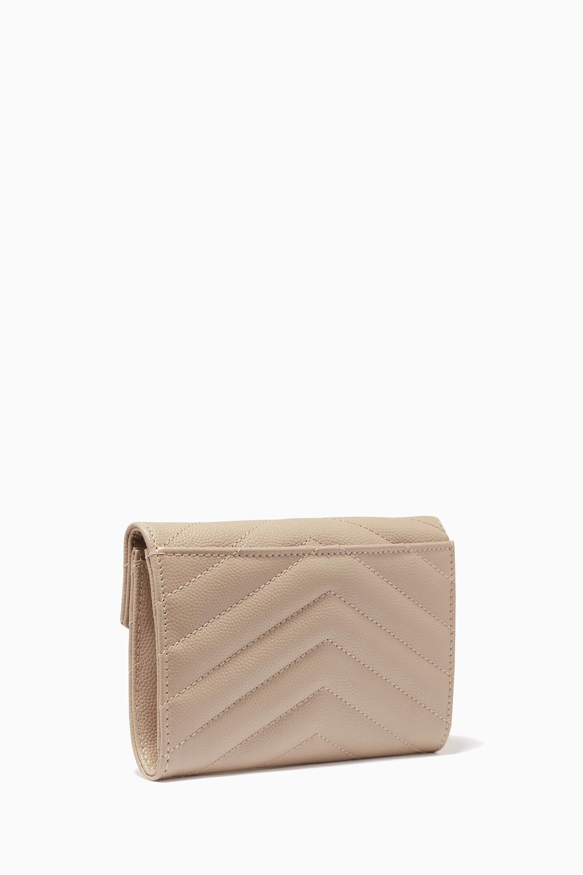 Buy SAINT LAURENT Neutral Small Monogram Envelope Wallet in Grain De Poudre Embossed Leather For Women Online Ounass UAE