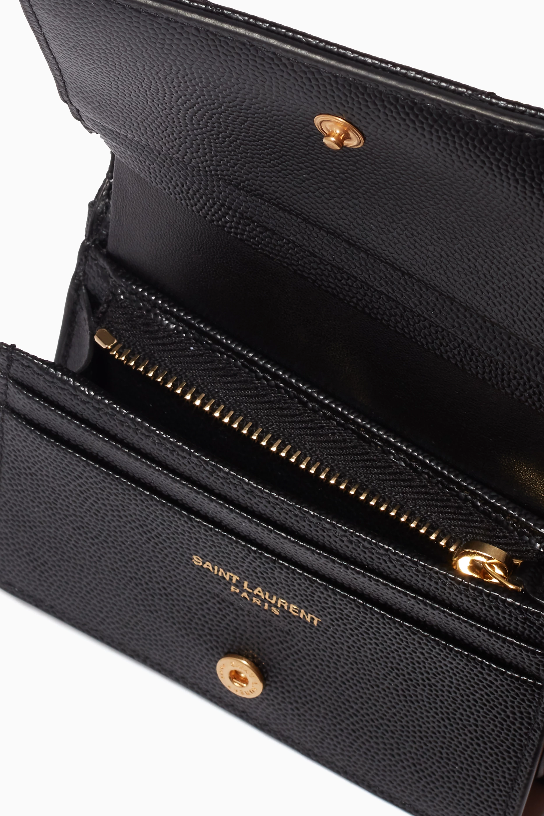 Monogram zipped card case in grain de poudre embossed leather clearance