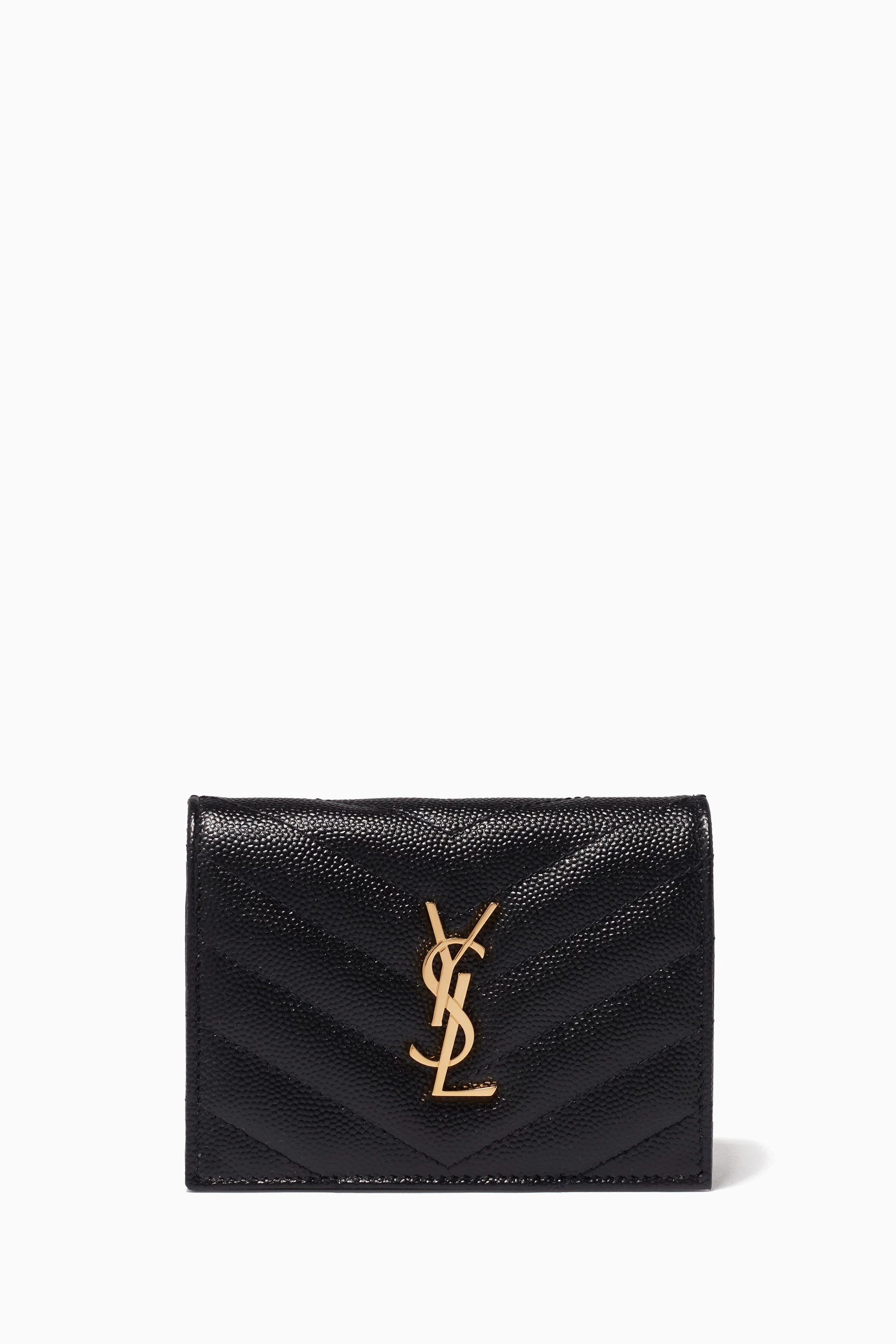 Monogram zipped card case in grain de poudre embossed leather best sale