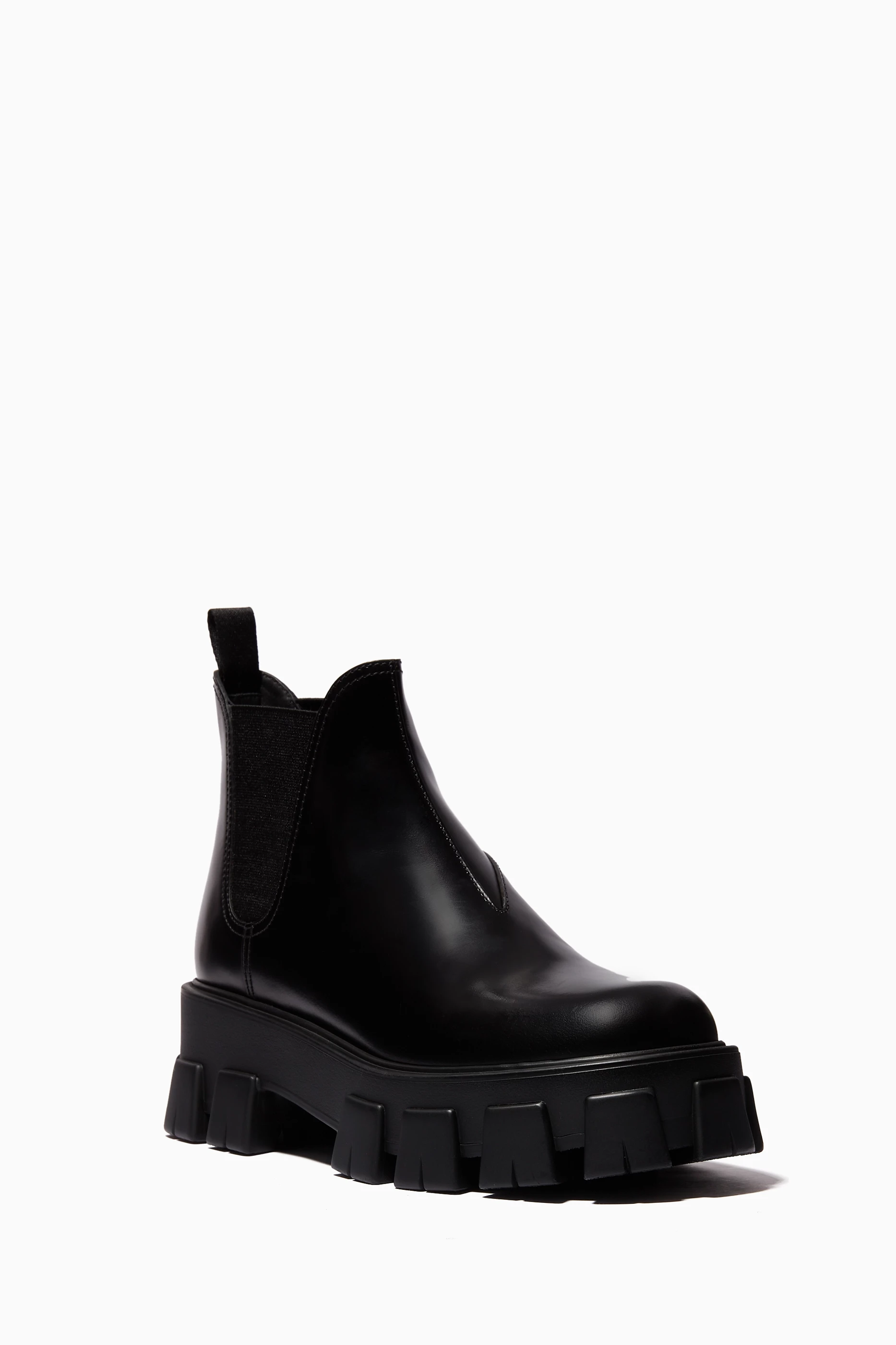 Buy Prada Black Chunky Tread Chelsea Boots in Brushed Leather For Women Online Ounass UAE