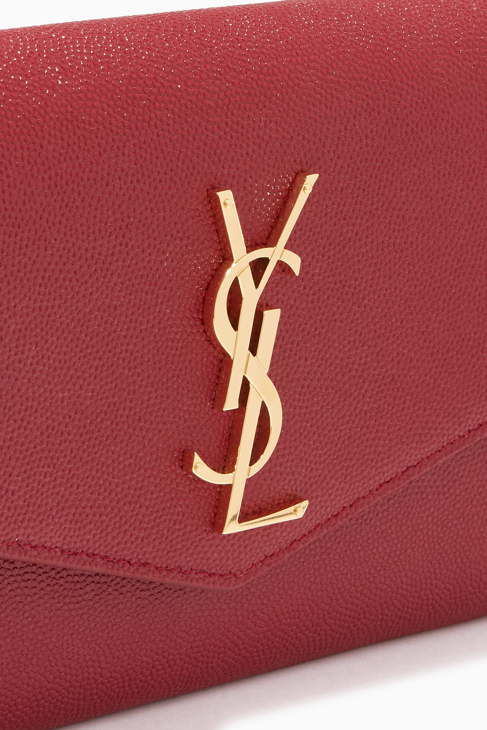 Buy SAINT LAURENT Red Uptown Chain Wallet in Grainy Embossed Leather For Women Online Ounass UAE