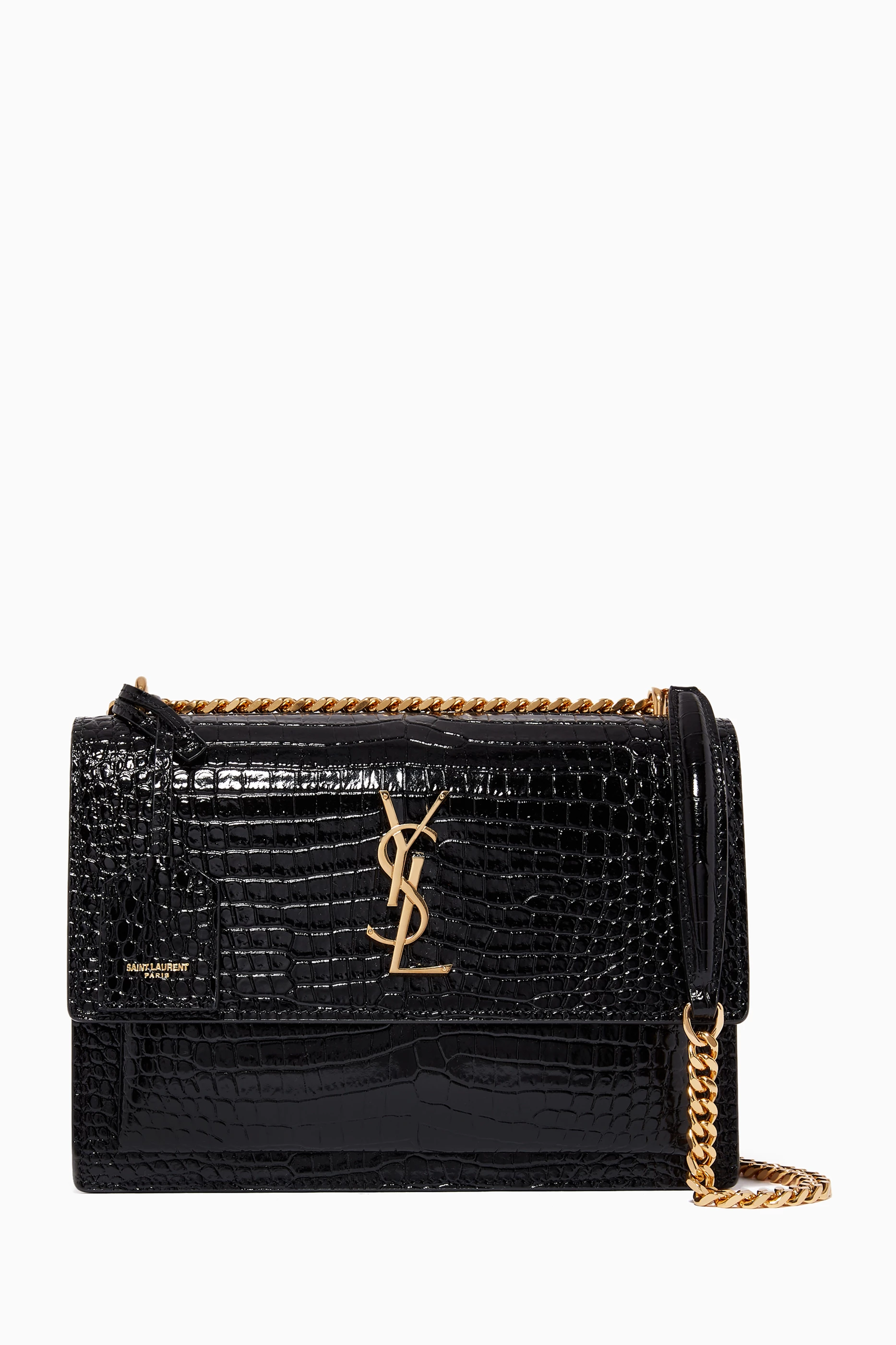 Ysl black crocodile shoulder bag hot sale