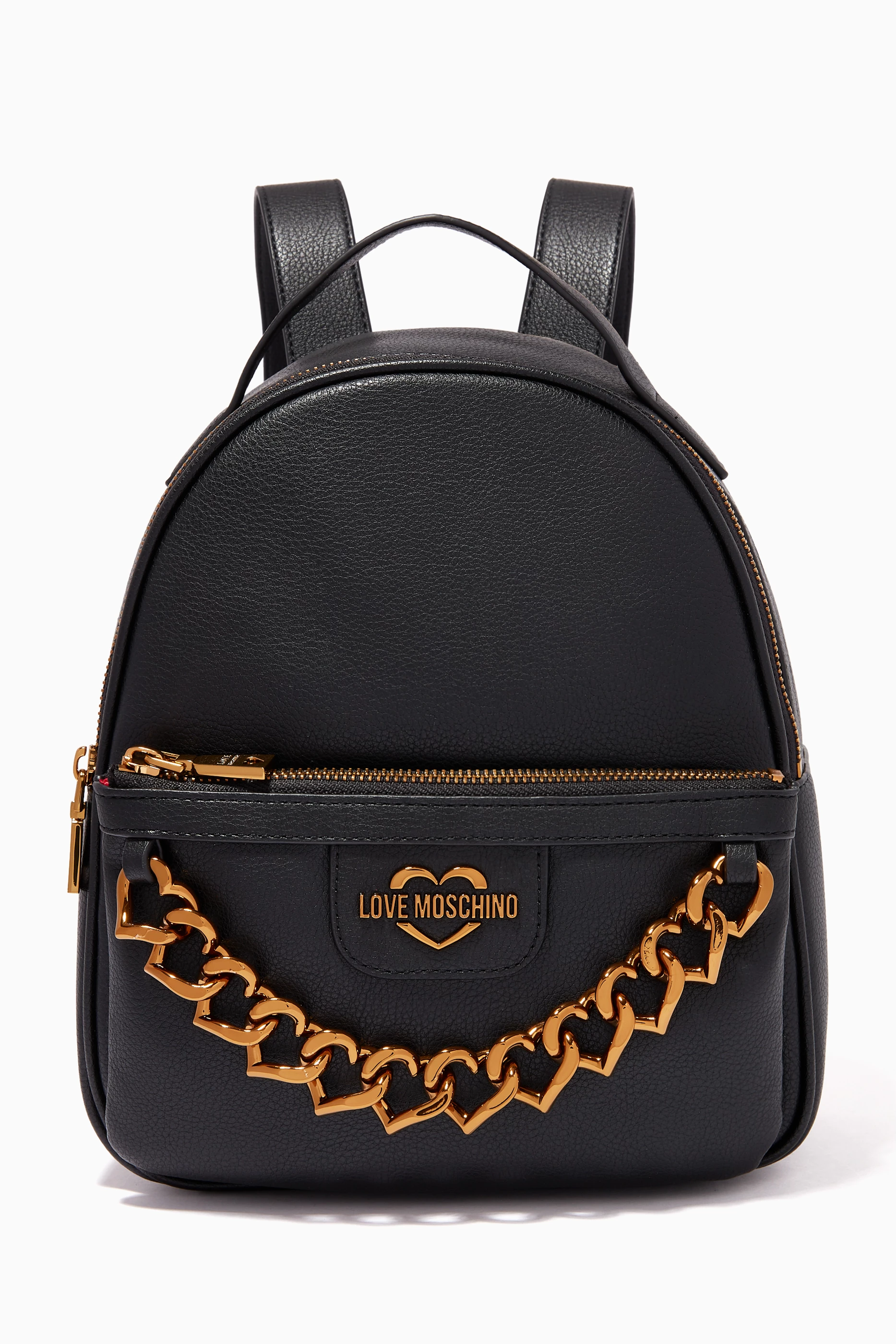 Buy Love Moschino Black Heart Chain Backpack in PU Leather For Women Online Ounass UAE