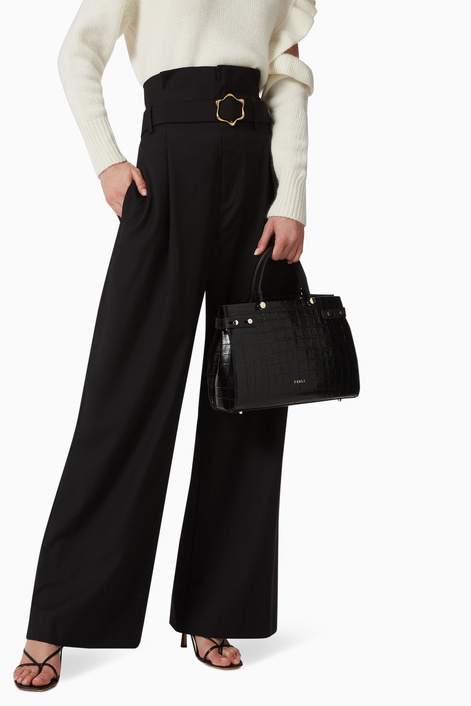 Buy Furla Black Furla Lady M Tote Bag in Croc Embossed Leather For Women Online Ounass UAE