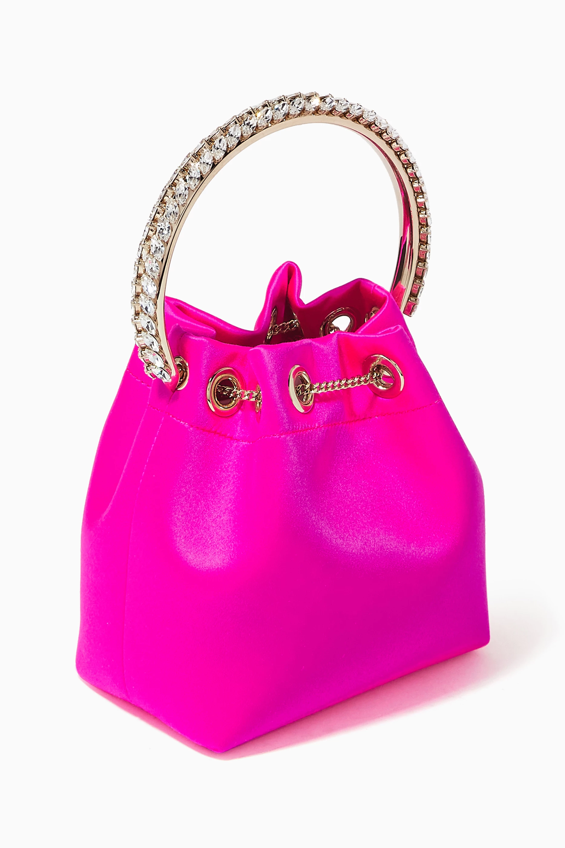 Buy Jimmy Choo Pink Bon Bon Crystal Handle Bag in Satin For Women Online Ounass UAE