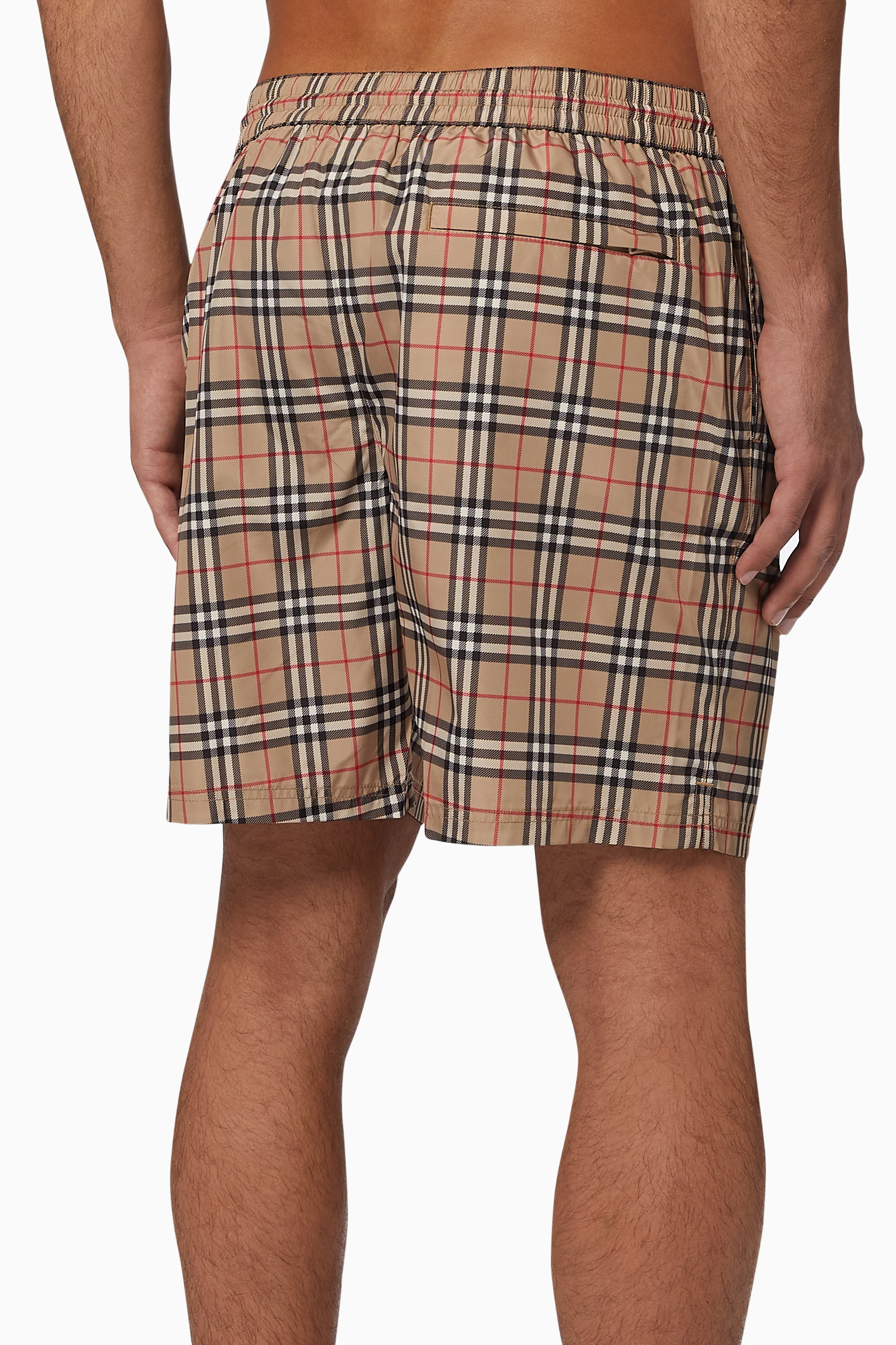 Buy Burberry Neutral Small Scale Check Drawcord Swim Shorts For Men Online Ounass UAE