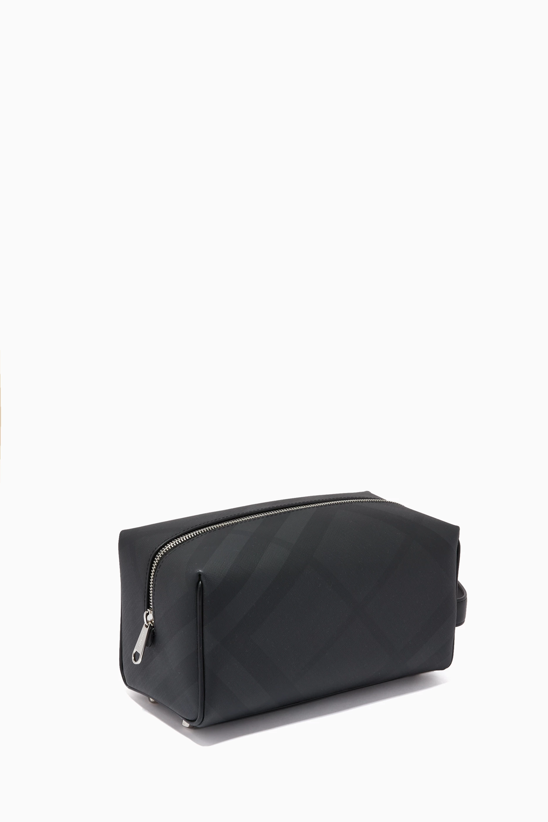 London check and leather pouch best sale
